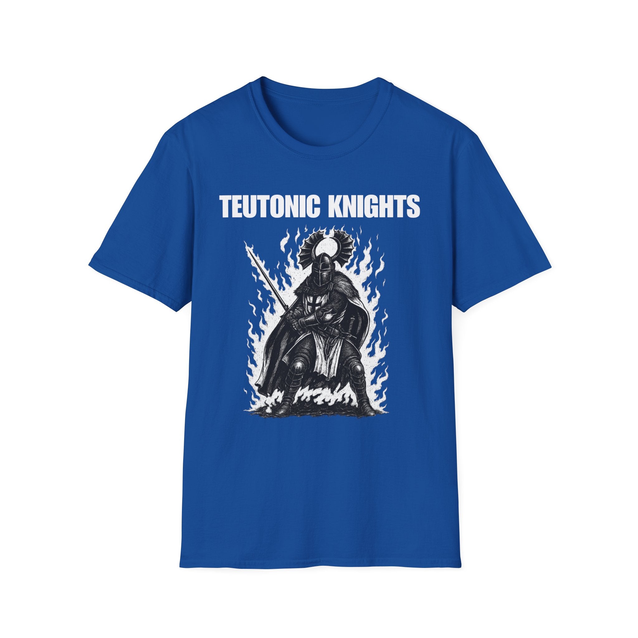 Teutonic Knights Front and Back White Teutonic Cross Graphic Softstyle Cotton Shirt T-Shirt
