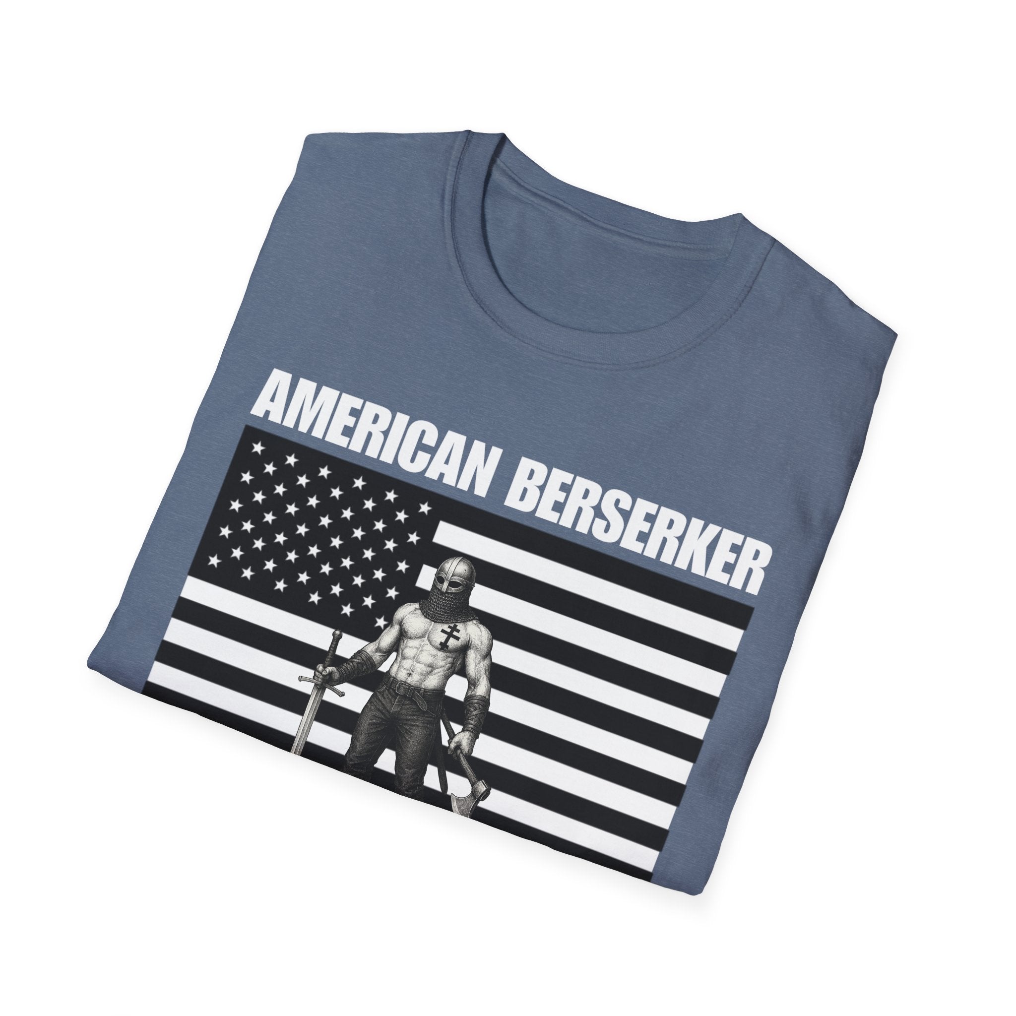 Bold American Berserker Black and White Softstyle T-Shirt