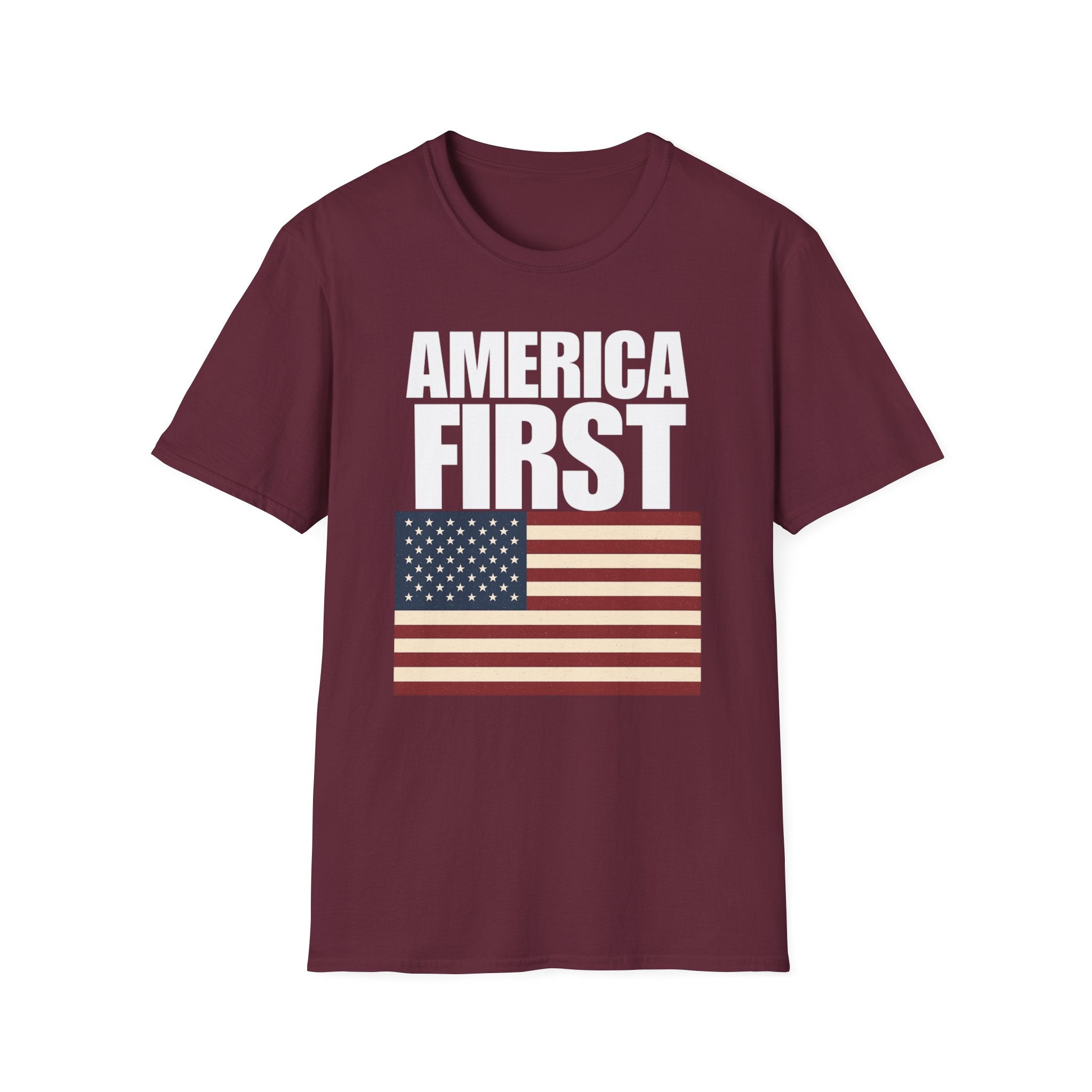 America First American Flag Softstyle Cotton Shirt T-Shirt