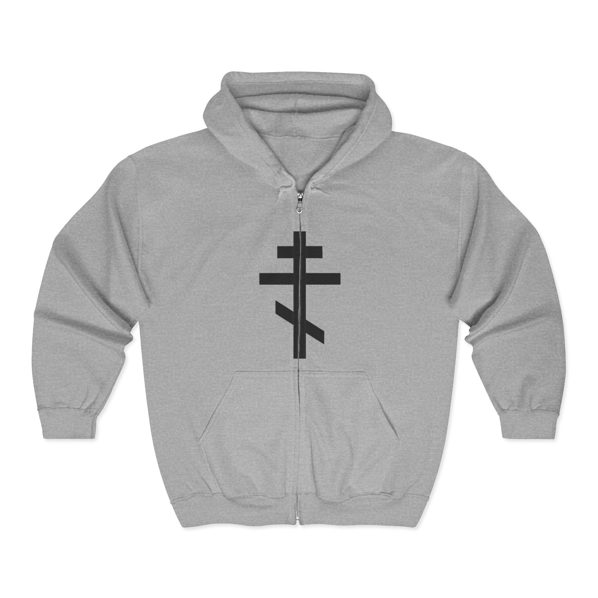 Crucifix Black Design Full Zip Up Hoodie Sweatshirt