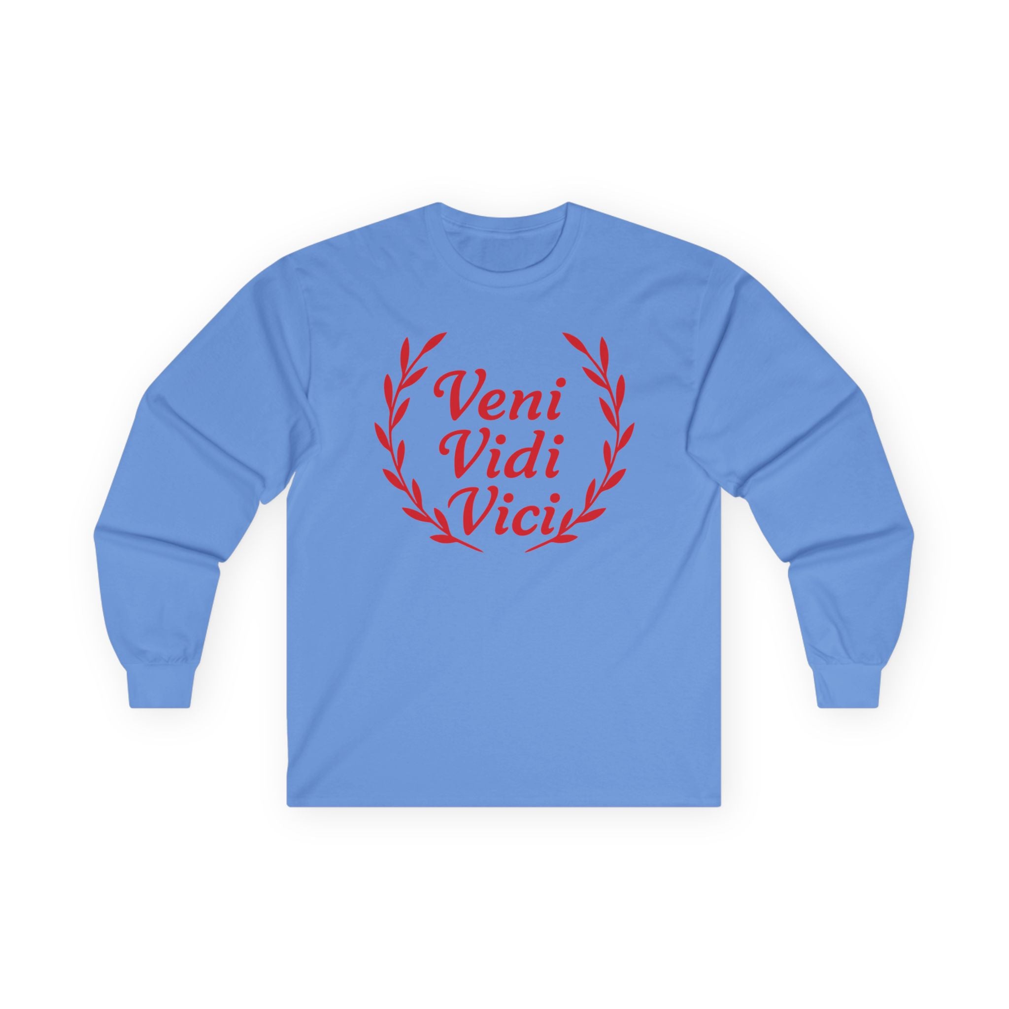 Veni Vidi Vici "I Came, I saw, I Conquered" Light Red Graphic Long Sleeve Tee