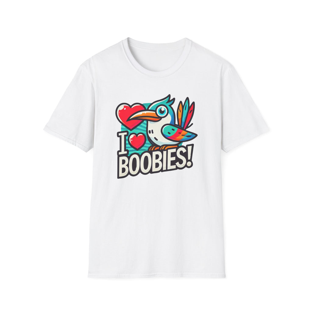 Funny 'I Love Boobies!' Boobie Bird Softstyle Cotton T-Shirt