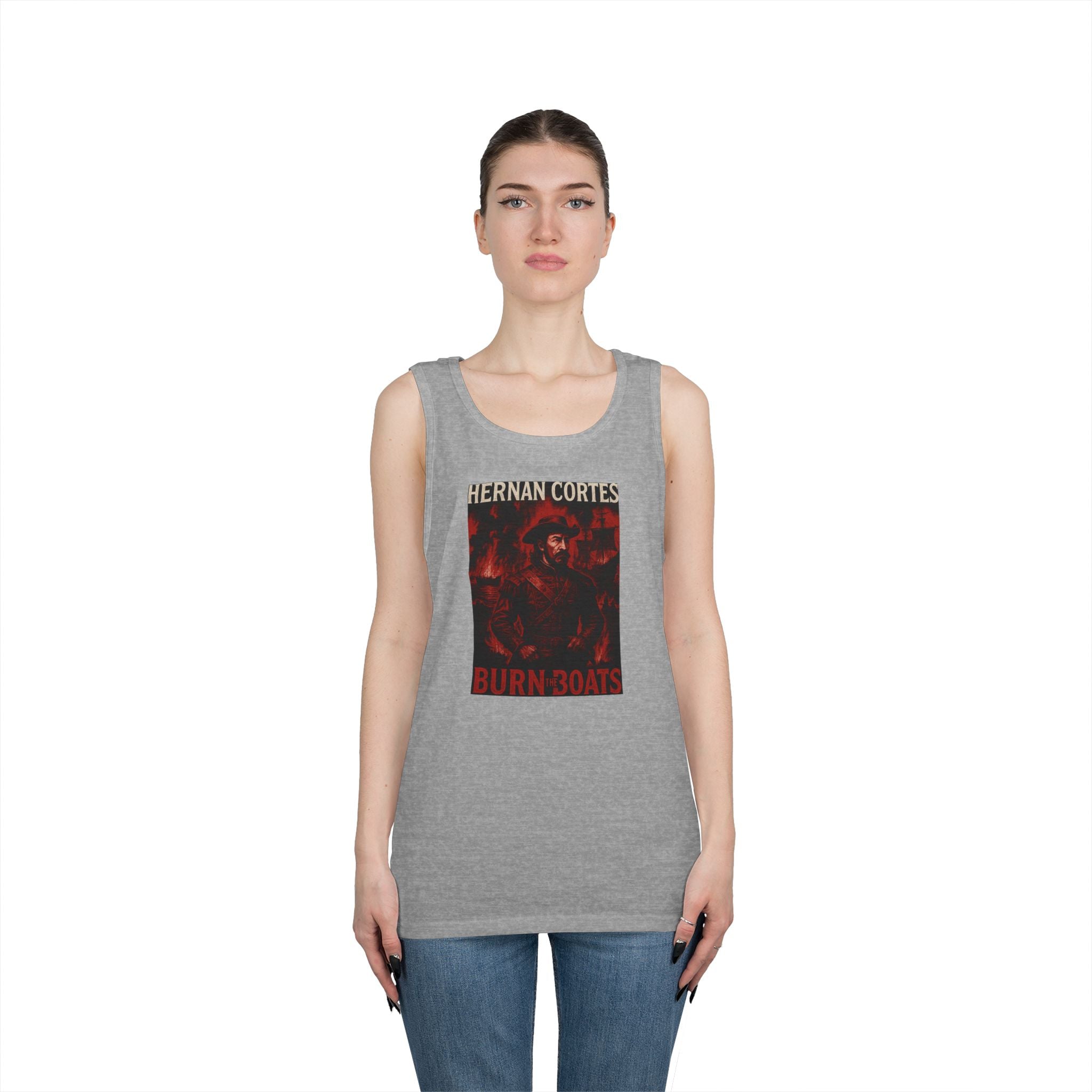 Hernan Cortes Burn The Boats Heavy Cotton Tank Top