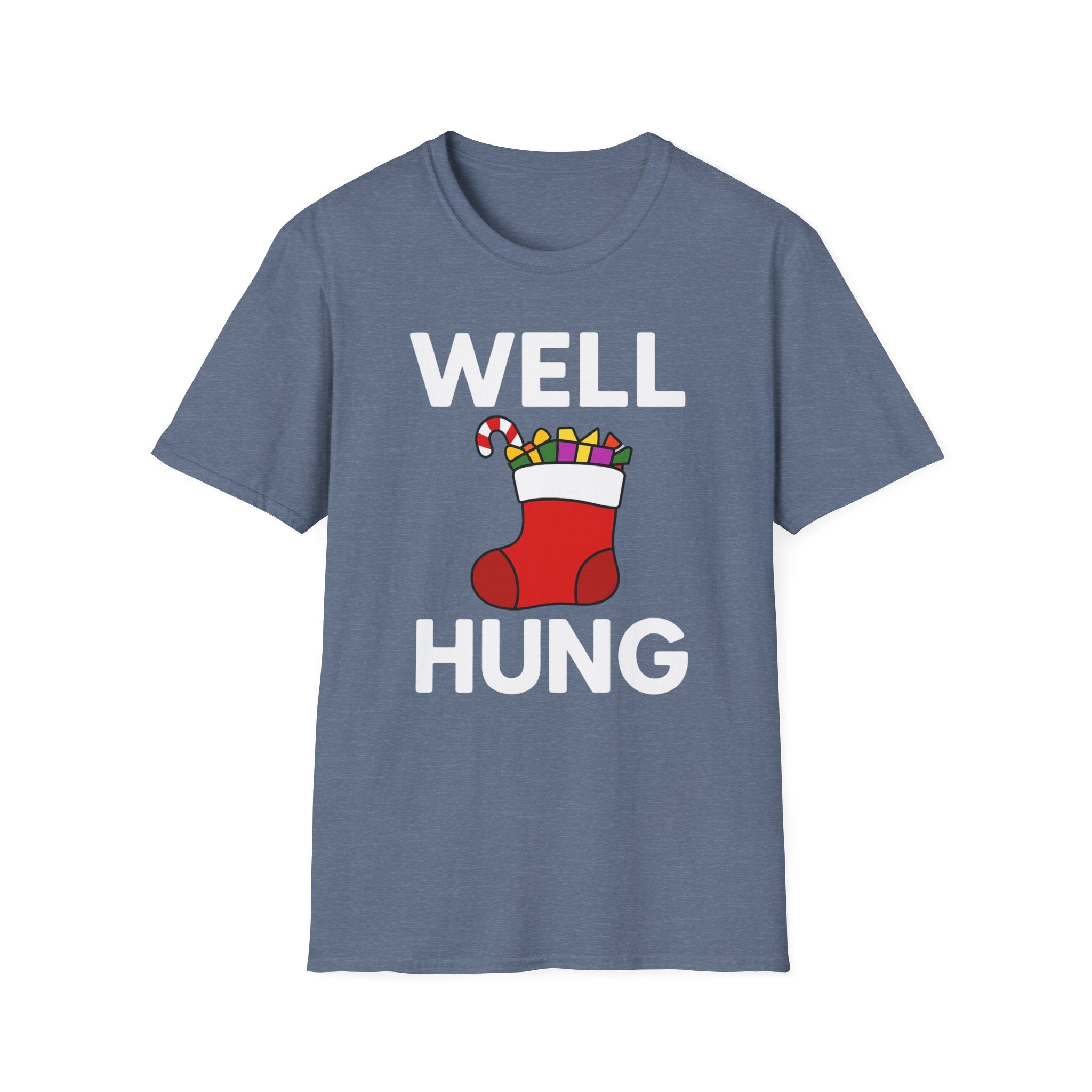 Well Hung Christmas T-Shirt | Funny Holiday Tee | Christmas Stocking Humor Shirt