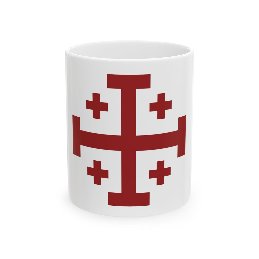 Crusader Cross of Jerusalem Symbol Red Design White Ceramic Mug