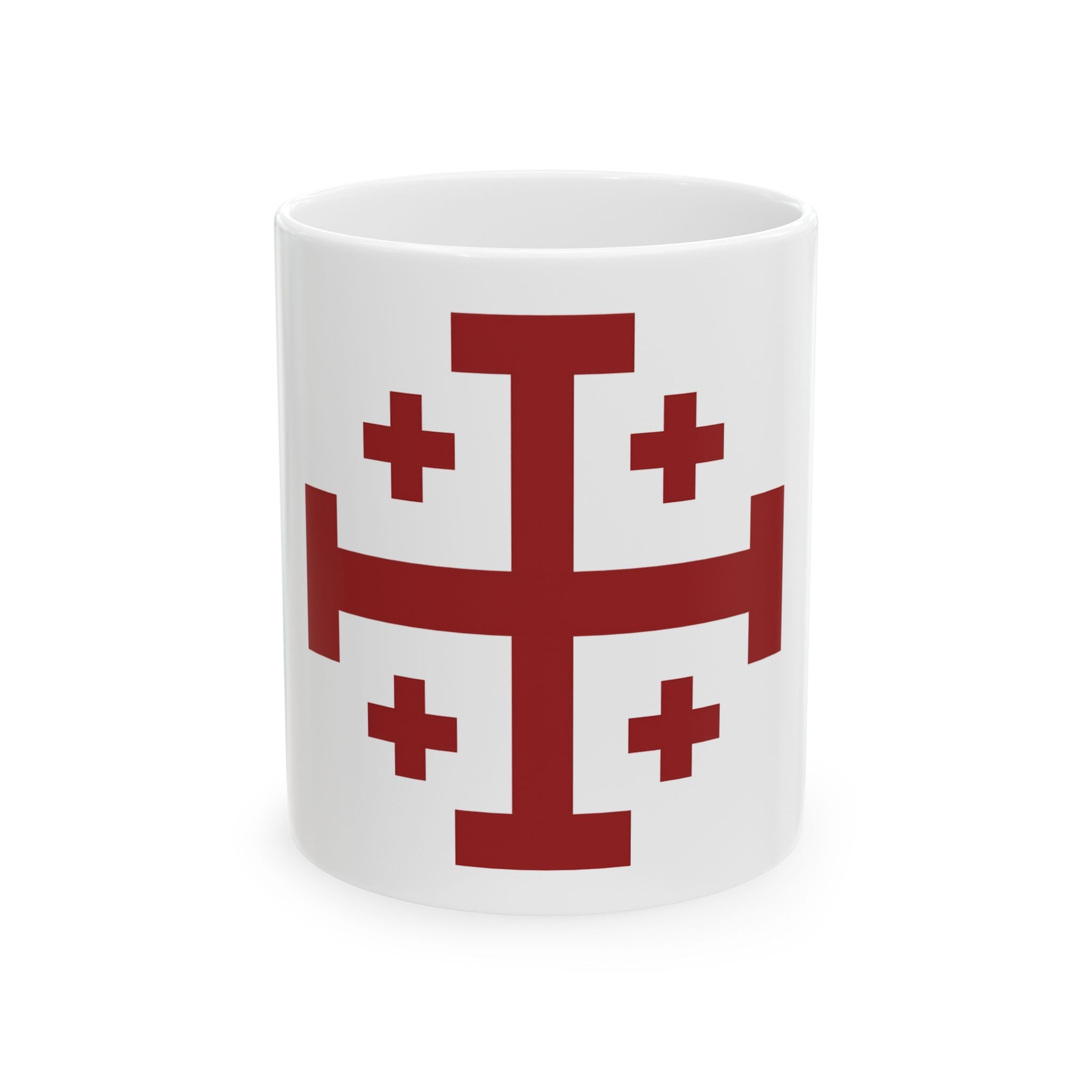 Crusader Cross of Jerusalem Symbol Red Design White Ceramic Mug