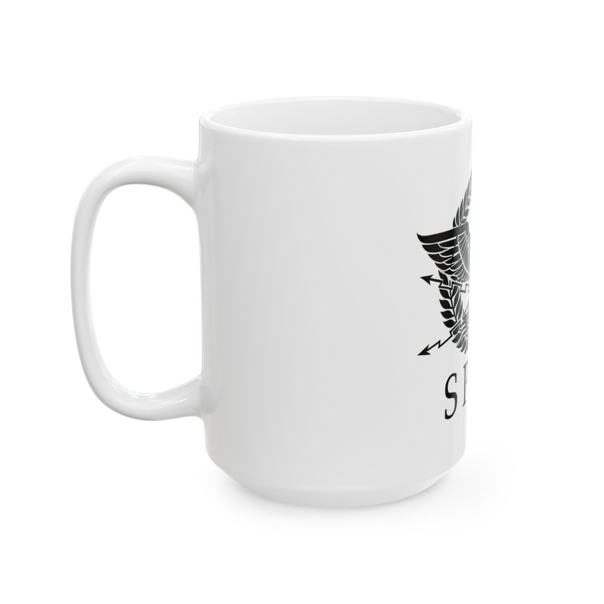 SPQR Black Roman Eagle Design Ceramic Mug