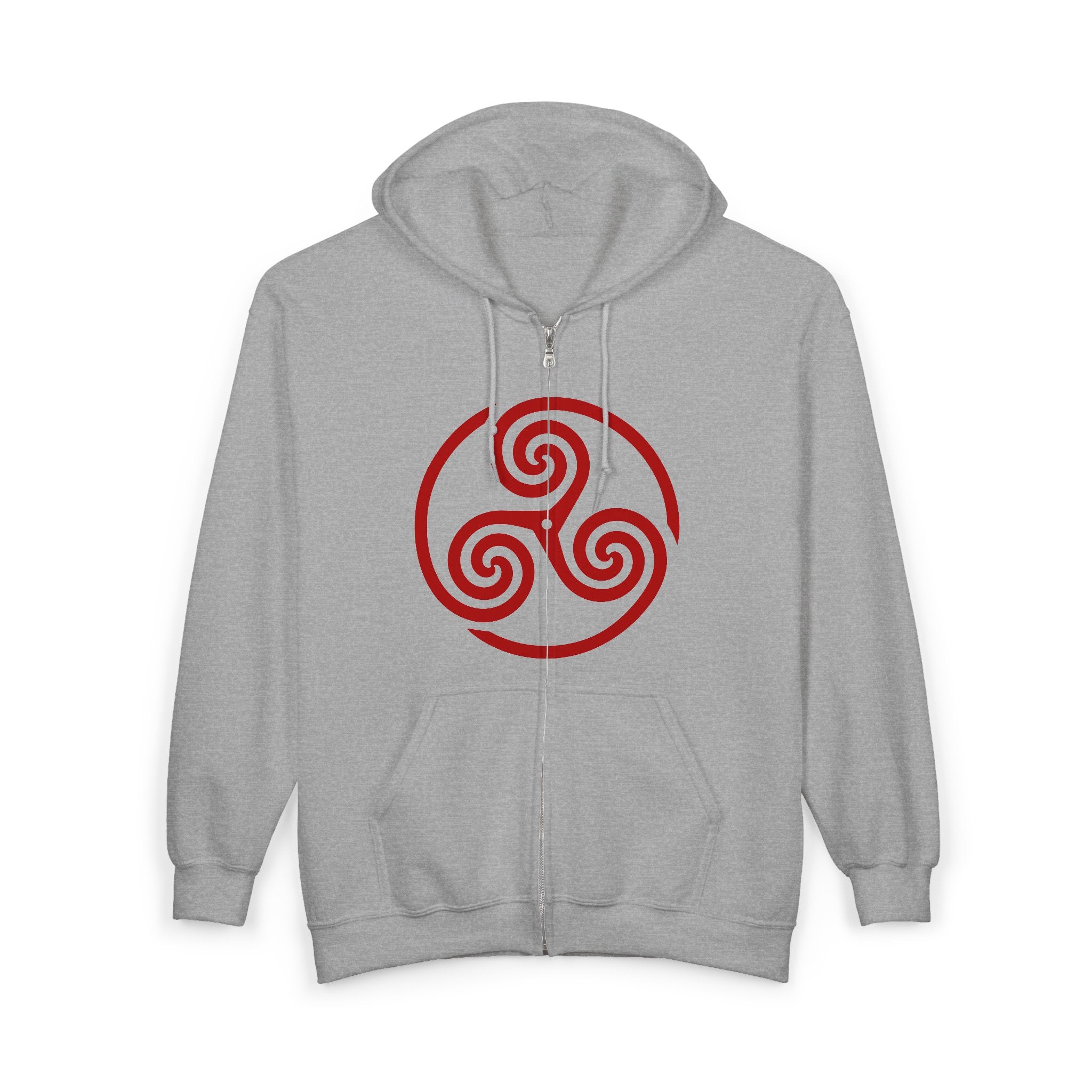 Celtic Spiral Triskele Trinity Symbol Red Design Full Zip Up Hoodie Sweatshirt