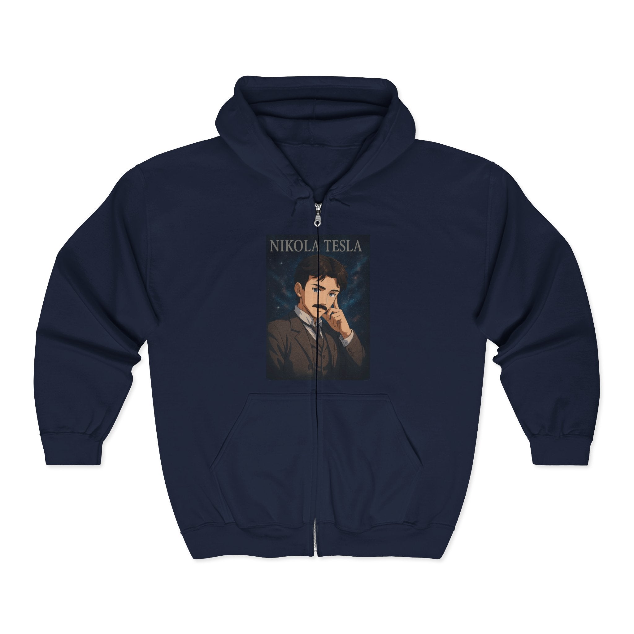 Nikola Tesla Unisex Zip-Up Hooded Sweatshirt, Nikola Tesla Hoodie