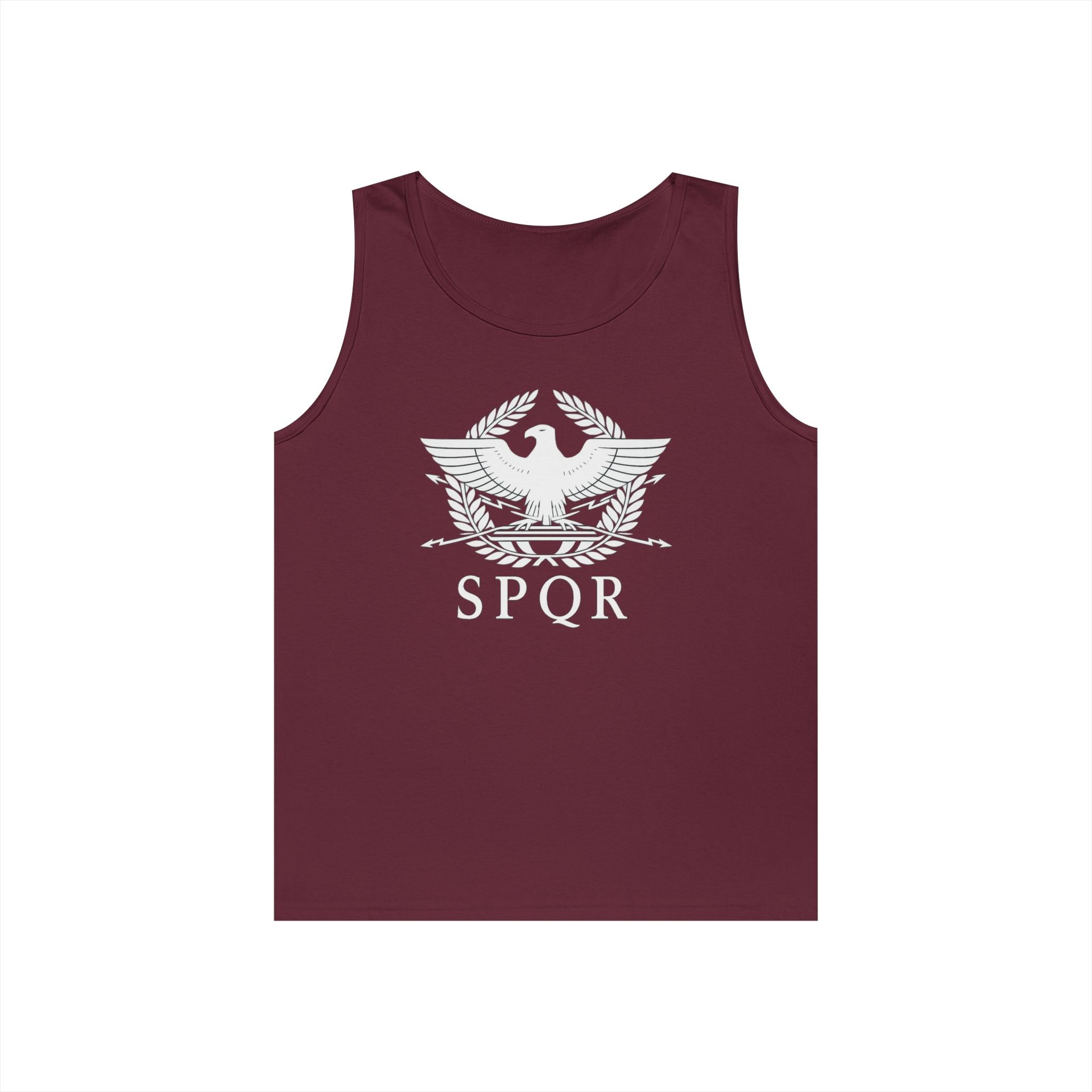 SPQR Roman Eagle White Design Heavy Cotton Tank Top