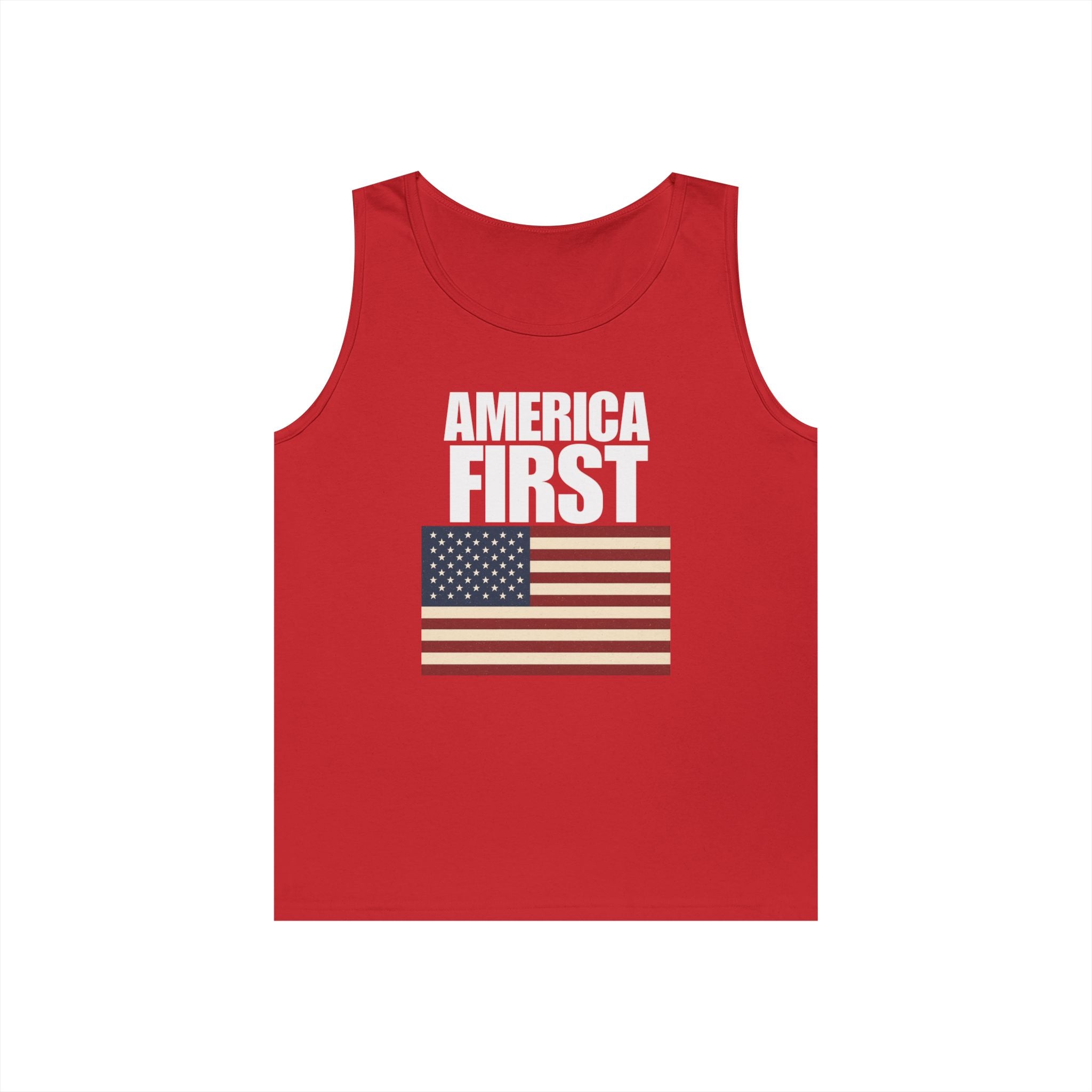 America First American Flag Heavy Cotton Tank Top