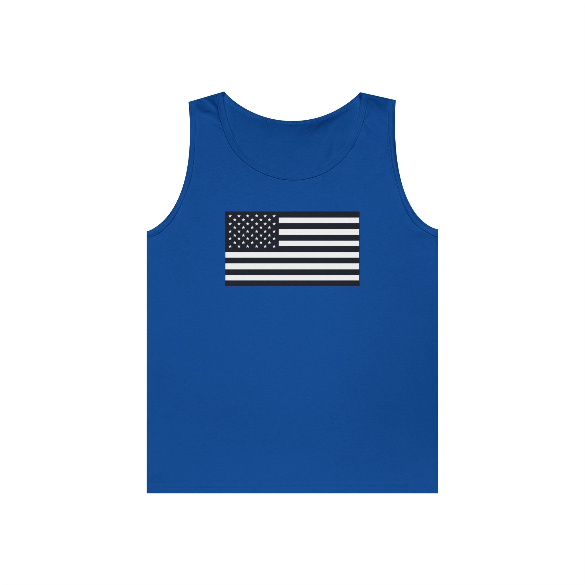 Black and White American Flag Heavy Cotton Tank Top