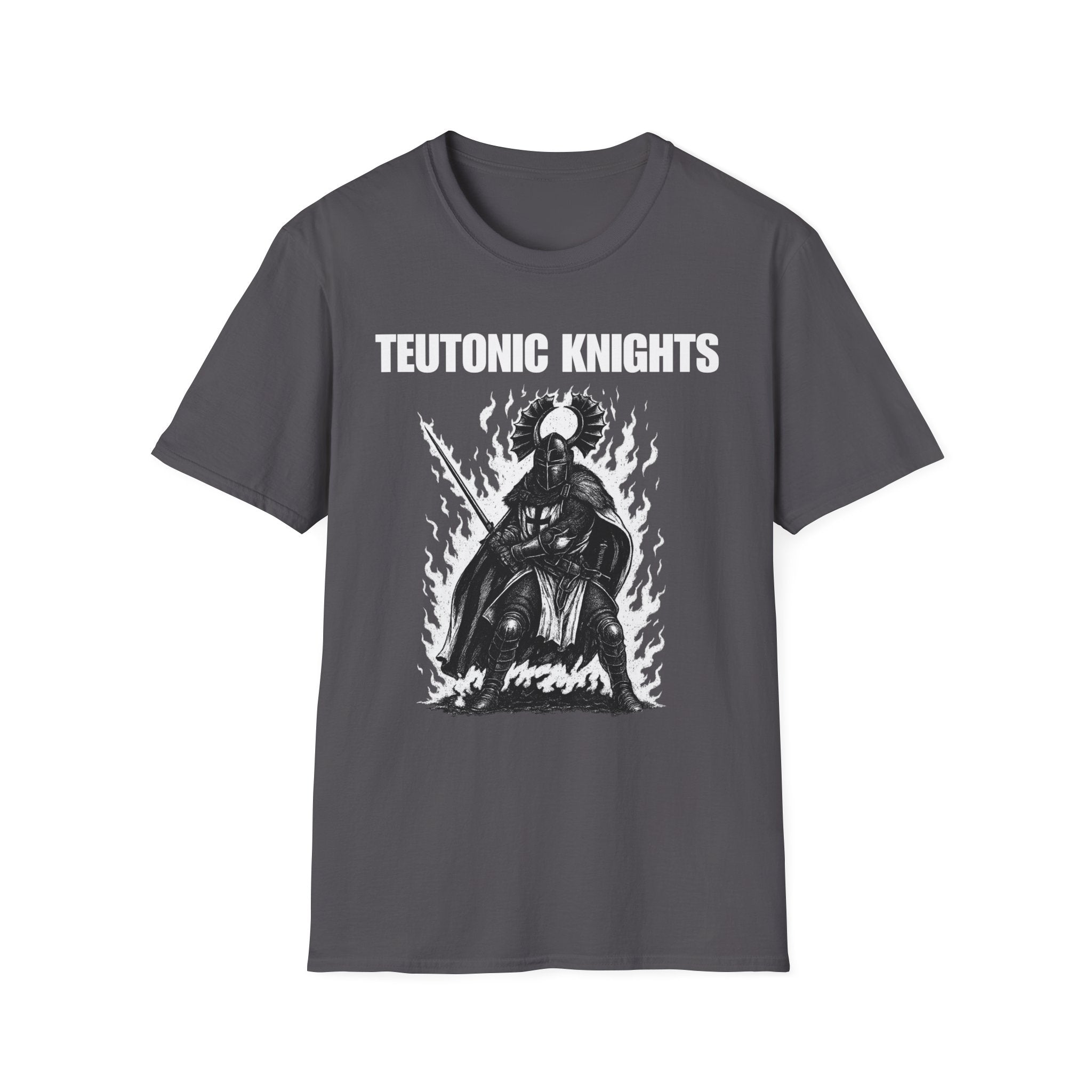 Teutonic Knights Front and Back White Teutonic Cross Graphic Softstyle Cotton Shirt T-Shirt
