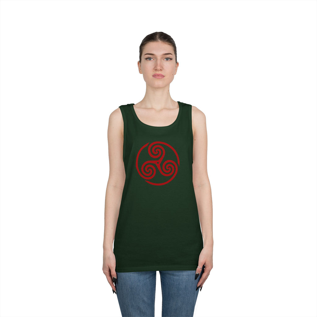 Celtic Spiral Triskele Symbol Alt Design Red Unisex Tank Top