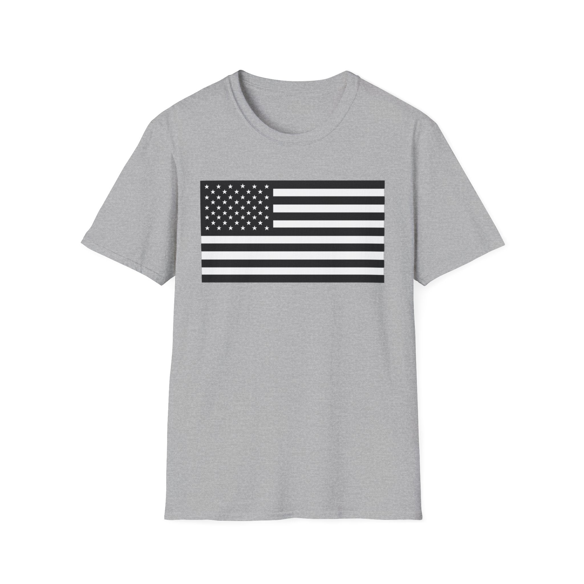 Black and White American Flag Softstyle Cotton Shirt T-Shirt