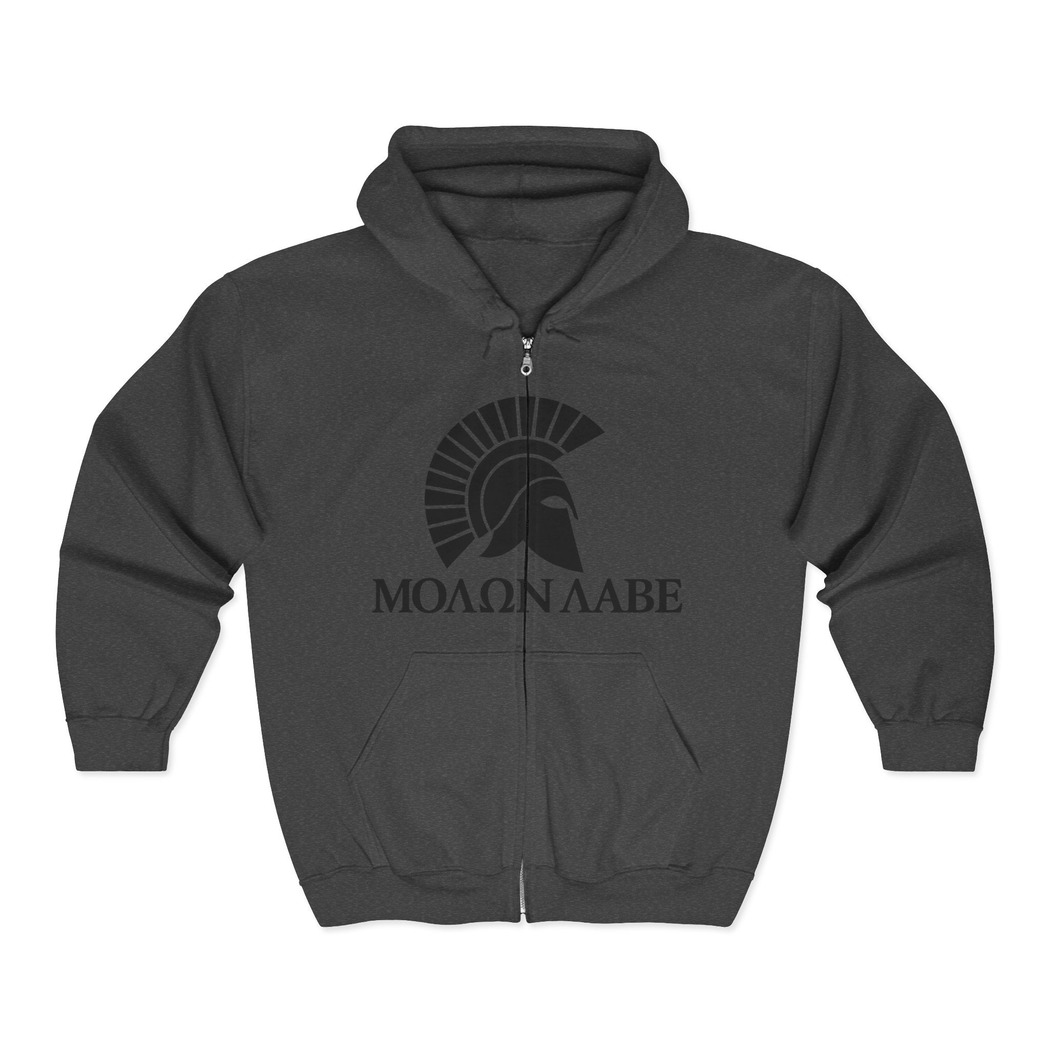 Molon Labe "Come and Take It!" in Greek Black Design Zip Up Hoodie Sweatshirt