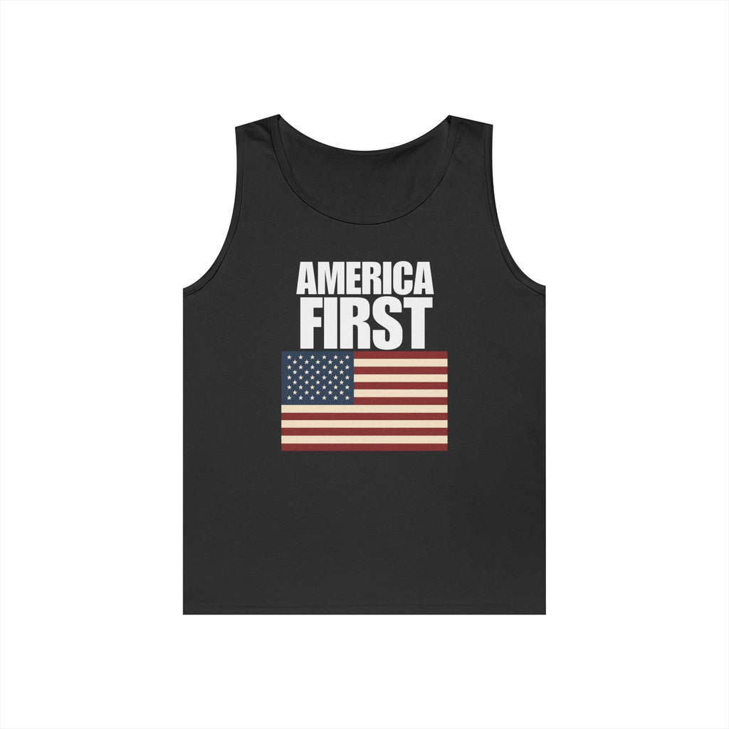 America First American Flag Heavy Cotton Tank Top
