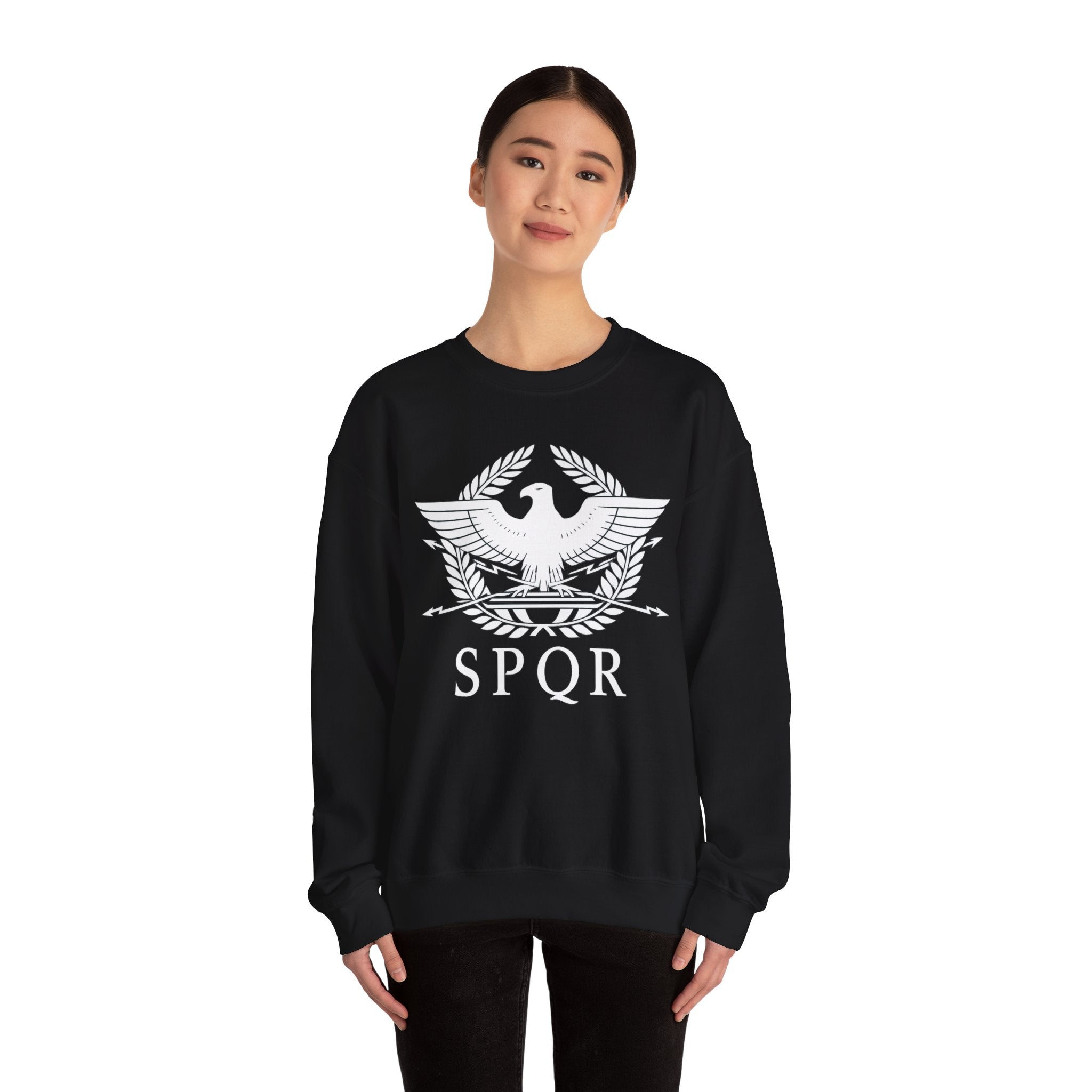 SPQR Roman Eagle White Design Crewneck Sweatshirt