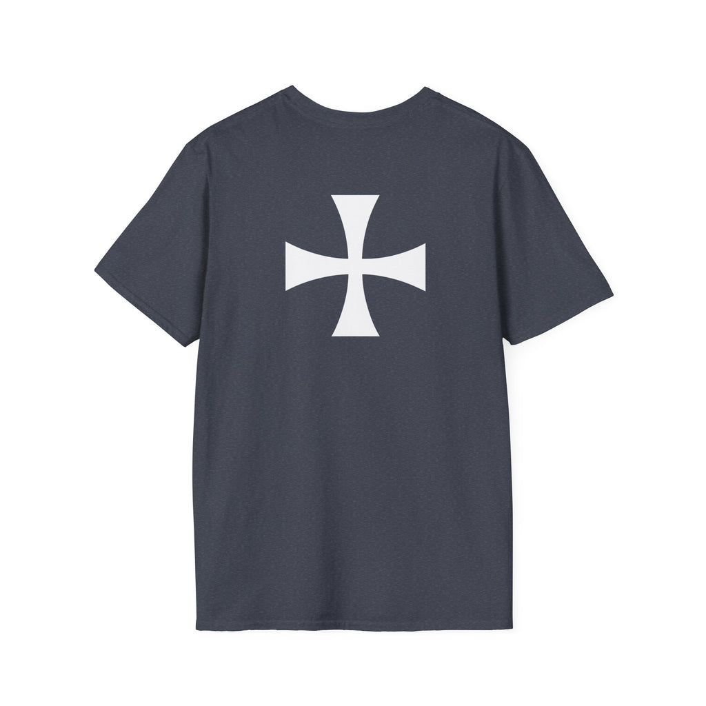 Teutonic Knights Front and Back White Teutonic Cross Graphic Softstyle Cotton Shirt T-Shirt