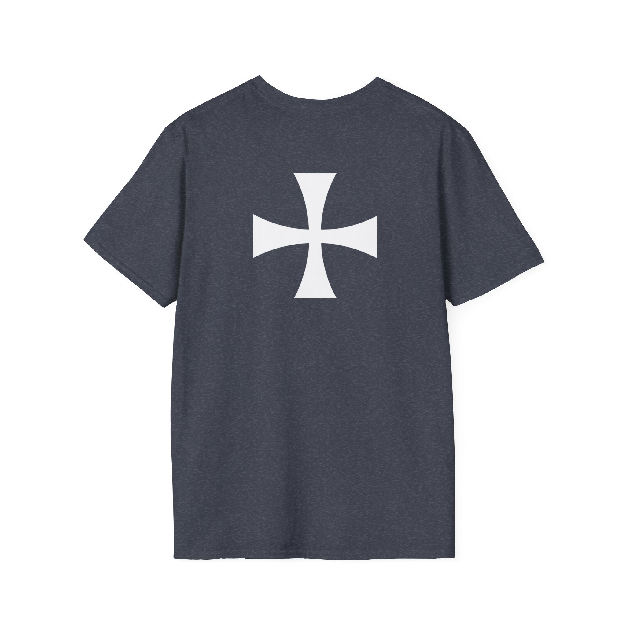 Teutonic Knights Front and Back White Teutonic Cross Graphic Softstyle Cotton Shirt T-Shirt