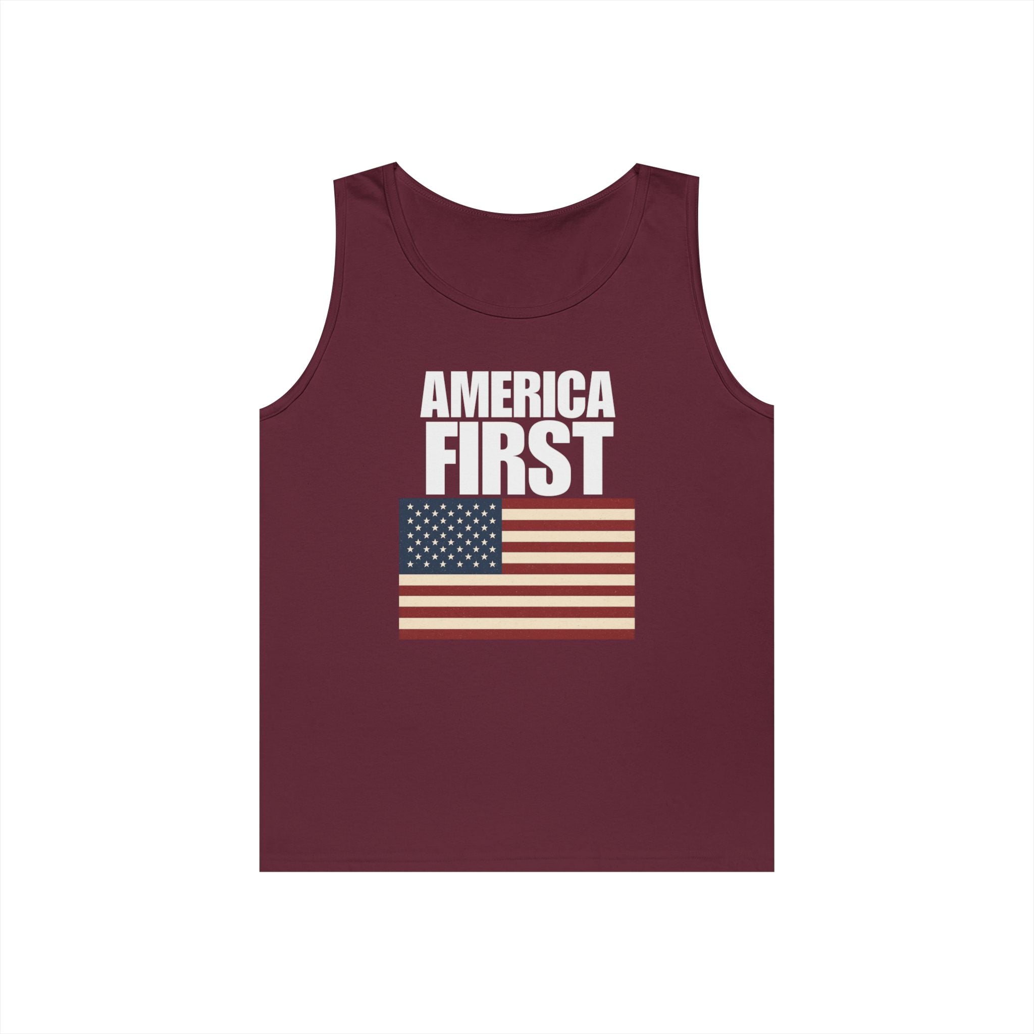 America First American Flag Heavy Cotton Tank Top