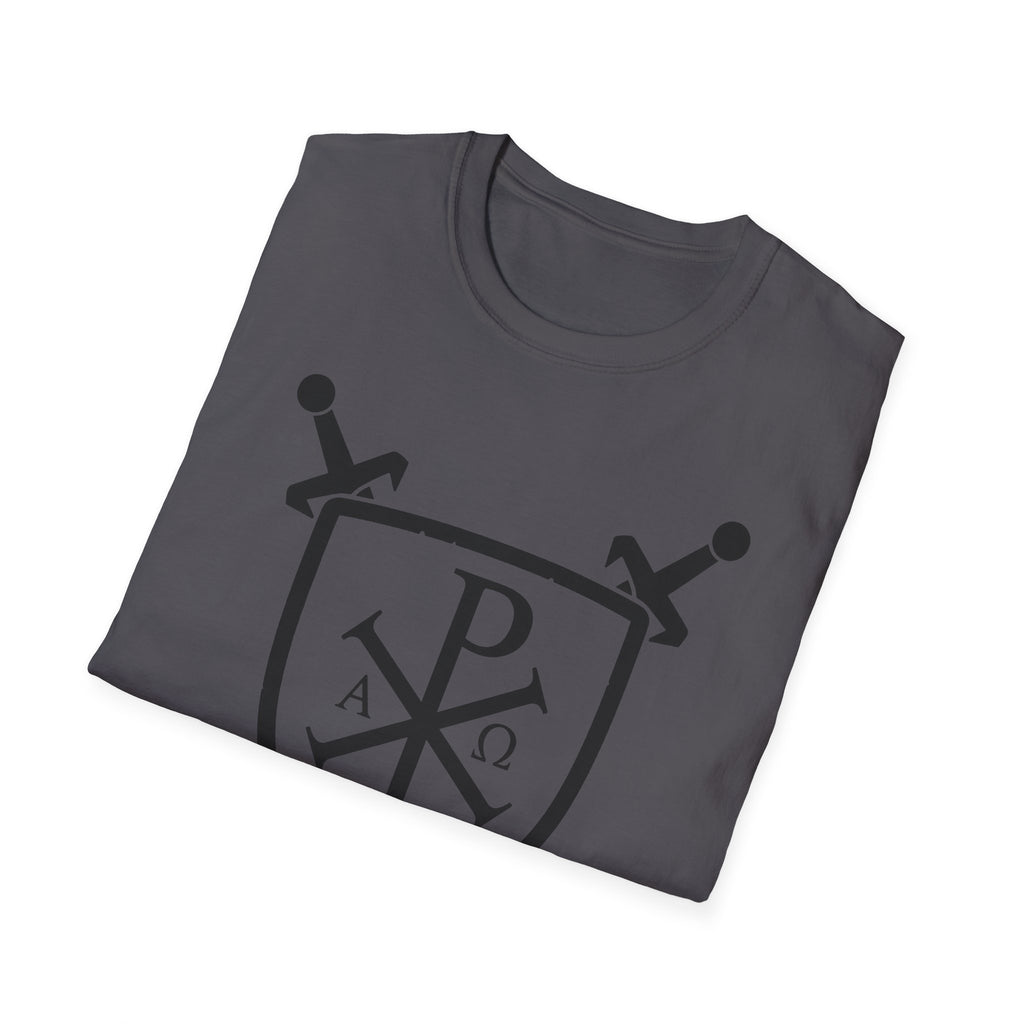 Sword and Shield Pi Chi Rho Black Graphic Softstyle Cotton Shirt T-Shirt