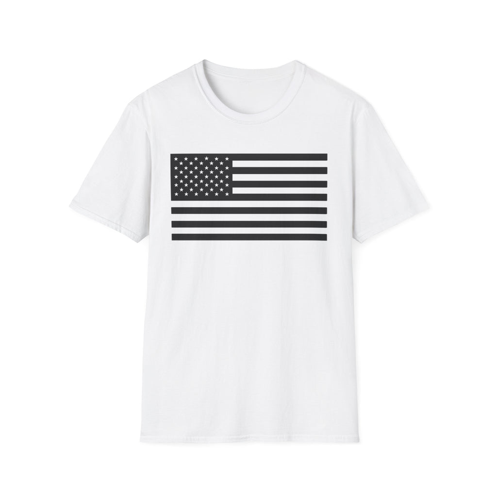 Black and White American Flag Softstyle Cotton Shirt T-Shirt