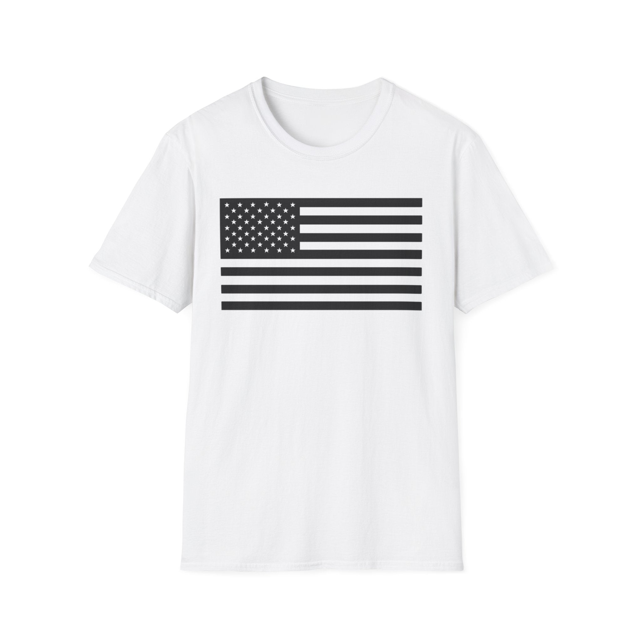 Black and White American Flag Softstyle Cotton Shirt T-Shirt