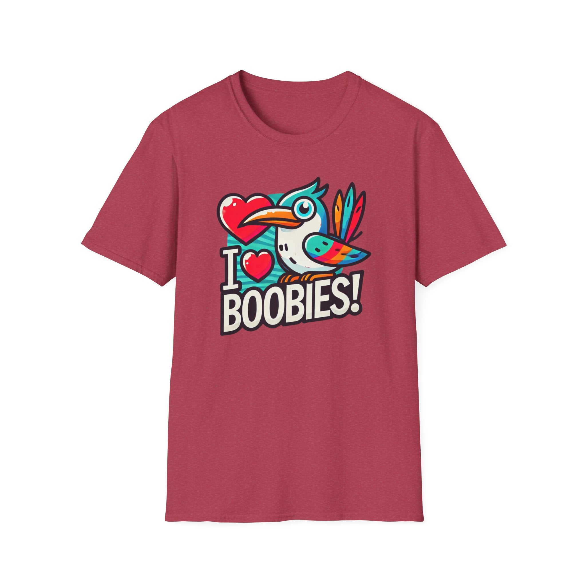 Funny 'I Love Boobies!' Boobie Bird Softstyle Cotton T-Shirt