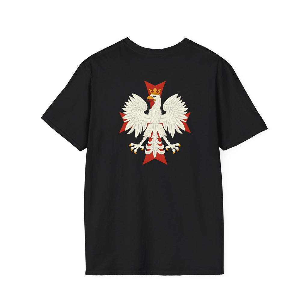 Be Like Poland Winged Hussar Front, Polish Eagle Cross Back Heavy Cotton Softstyle T-Shirt Softstyle Tee