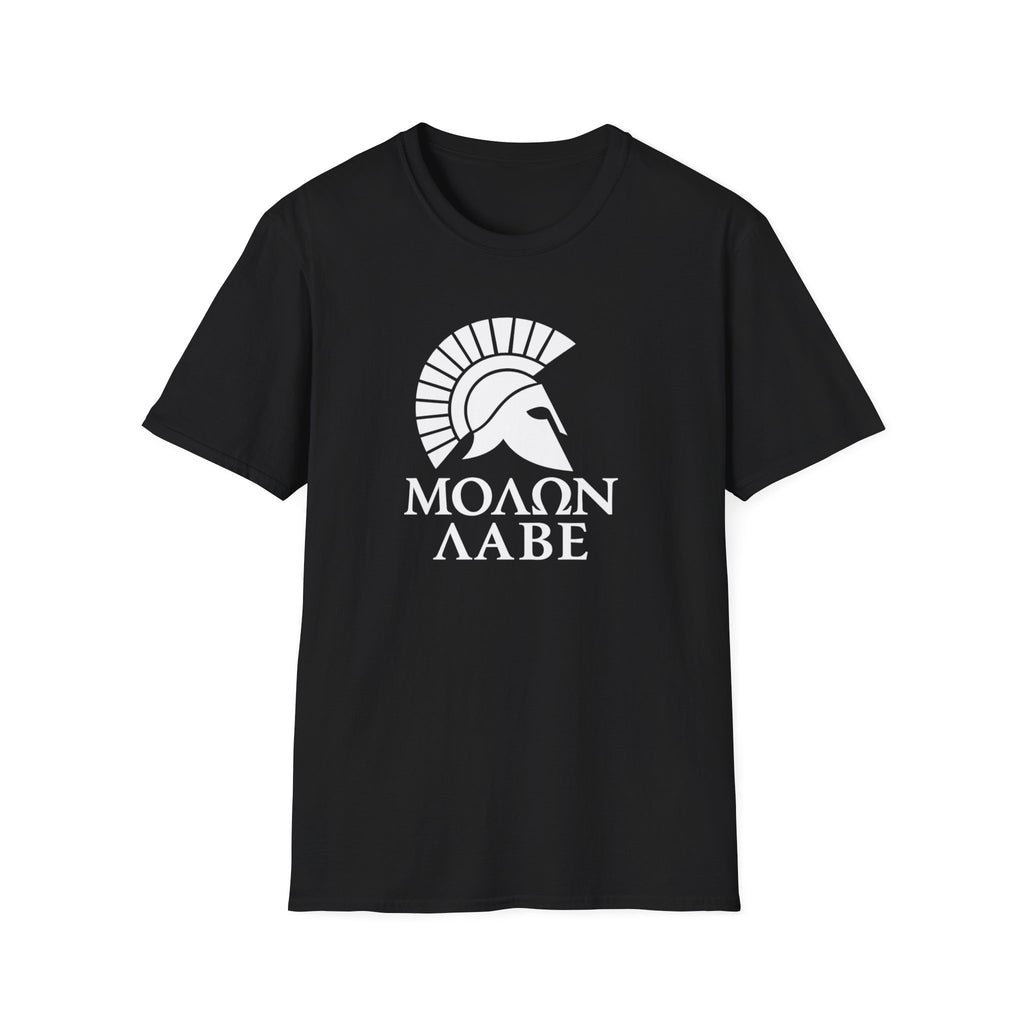 Molon Labe "Come and Take It!" in Greek Large Text White Design Softstyle Cotton T-Shirt