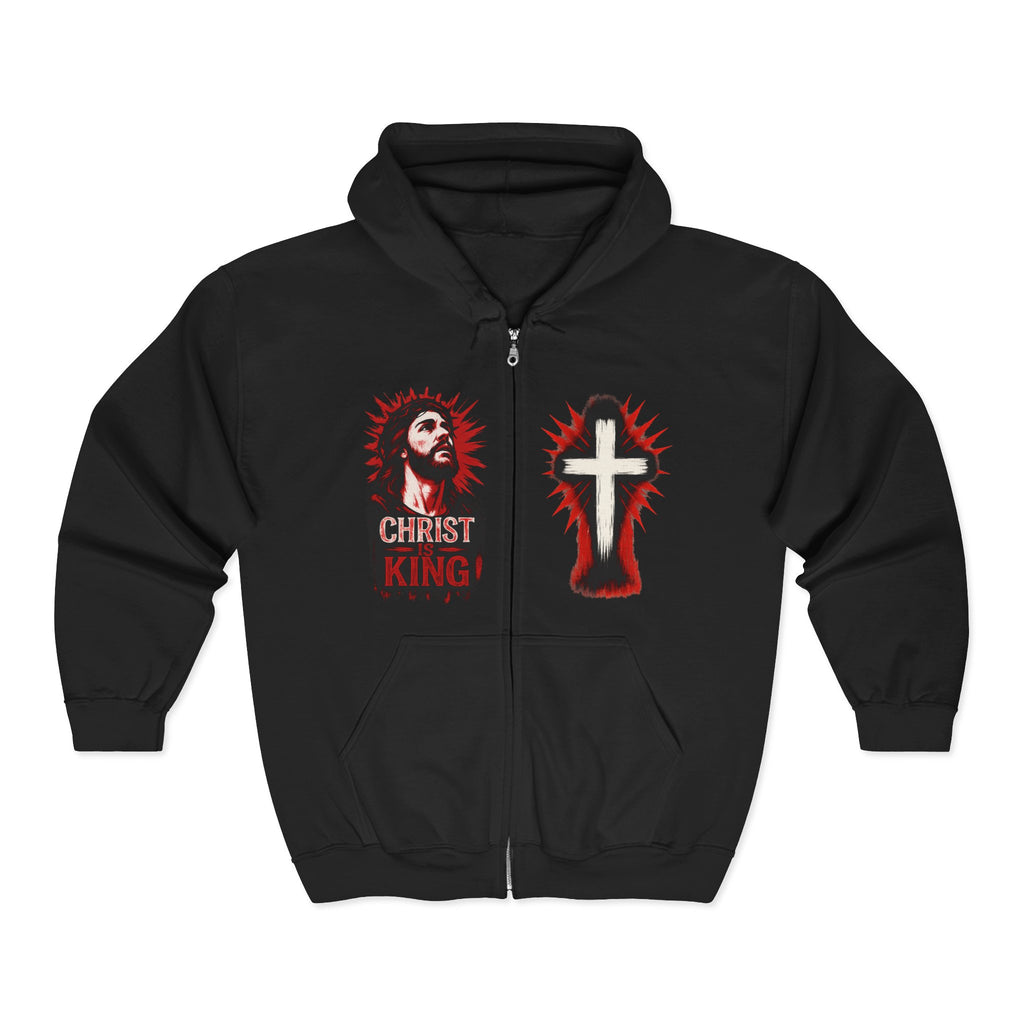 Christ is King Full Zip Hoodie, Crucifix Sweatshirt