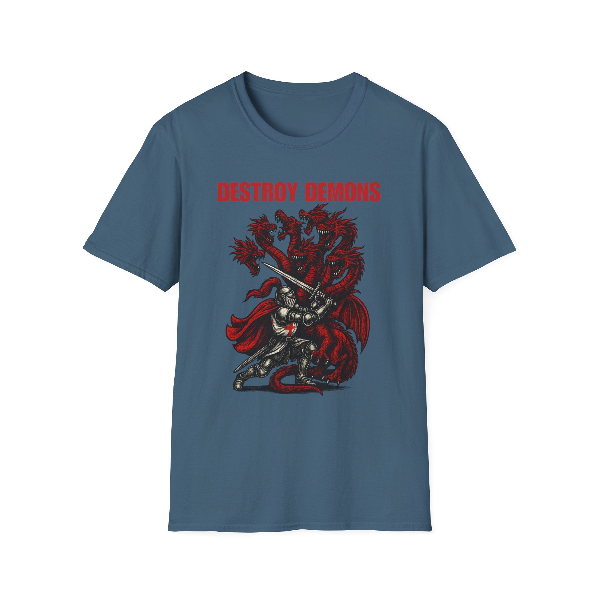 Destroy Demons Crusader Knight vs Dragon  Softstyle T-Shirt