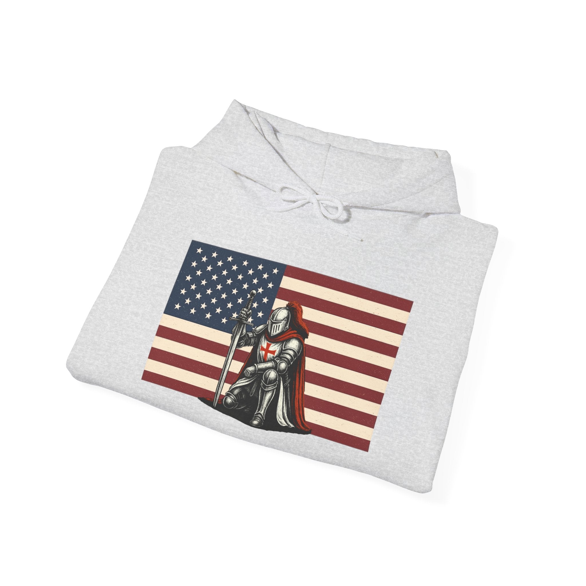 American Crusader Graphic Pull Over Hoodie Sweatshirt