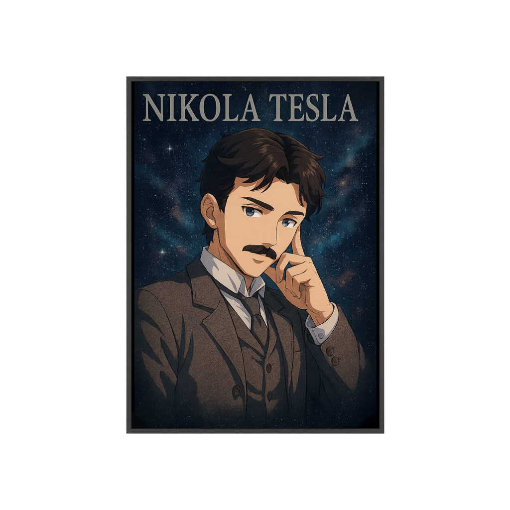 Nikola Tesla Poster with Wooden Frame