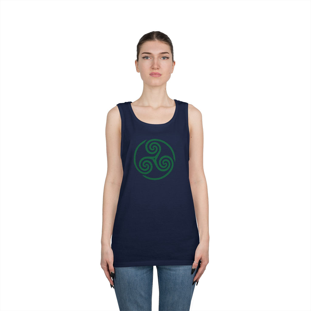 Celtic Spiral Triskele Symbol Alt Design Green Unisex Tank Top