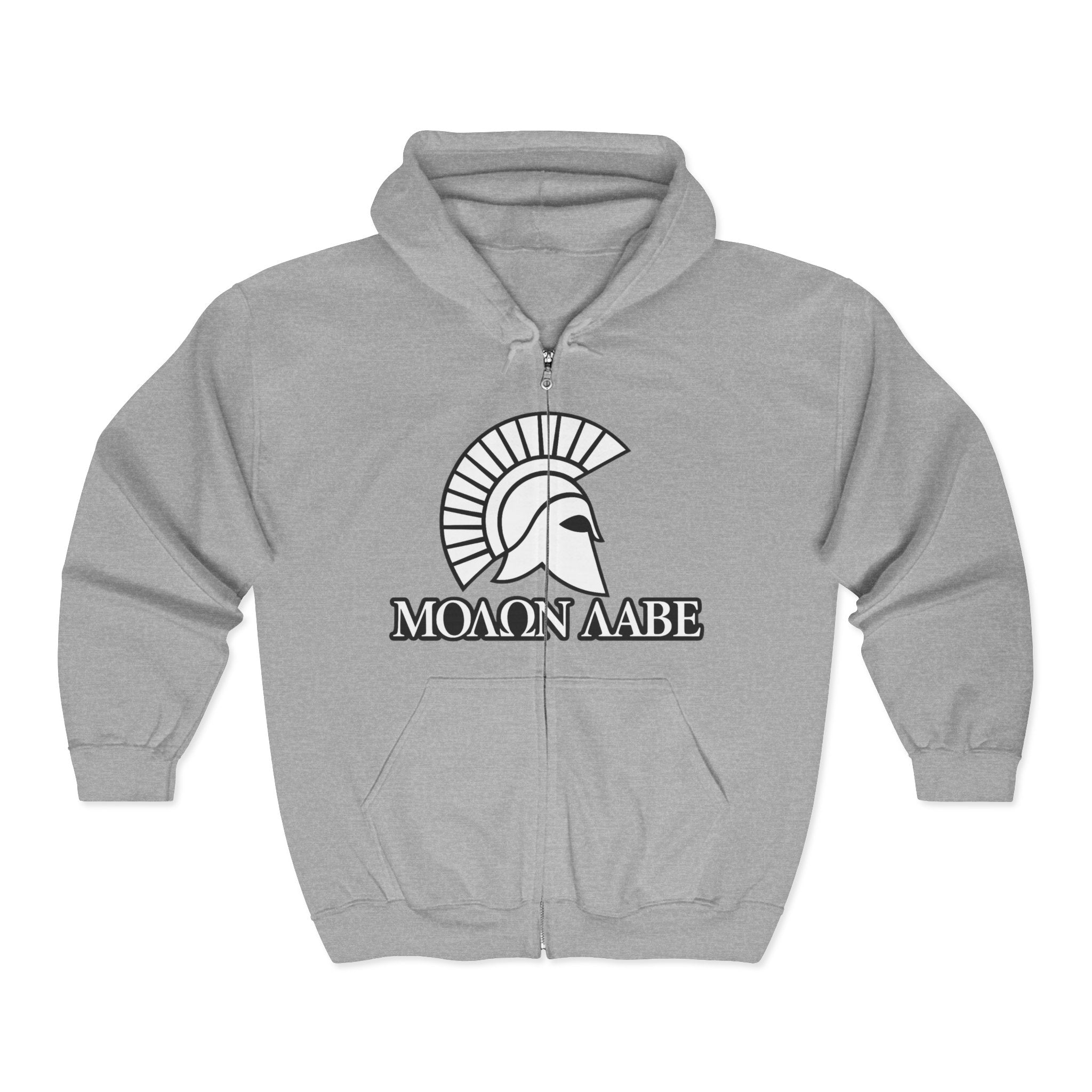 Molon Labe "Come and Take It!" in Greek White Design Zip Up Hoodie Sweatshirt