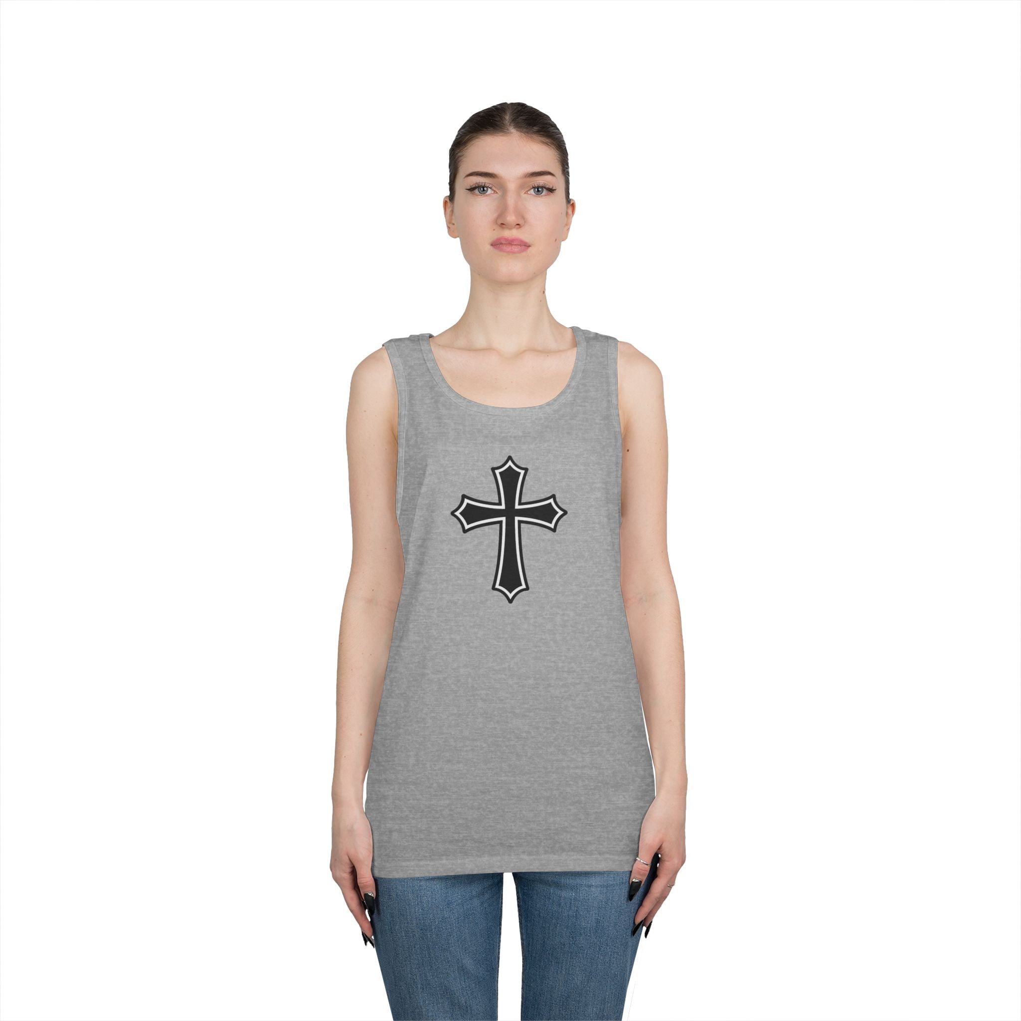 Medieval Style Cross Heavy Cotton Tank Top