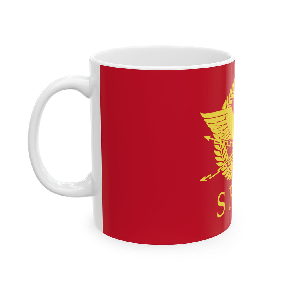 SPQR Gold Roman Eagle Design Red Ceramic Mug