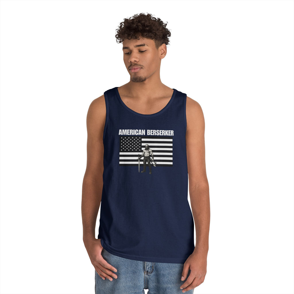 Bold American Berserker Black and White Heavy Cotton Tank Top