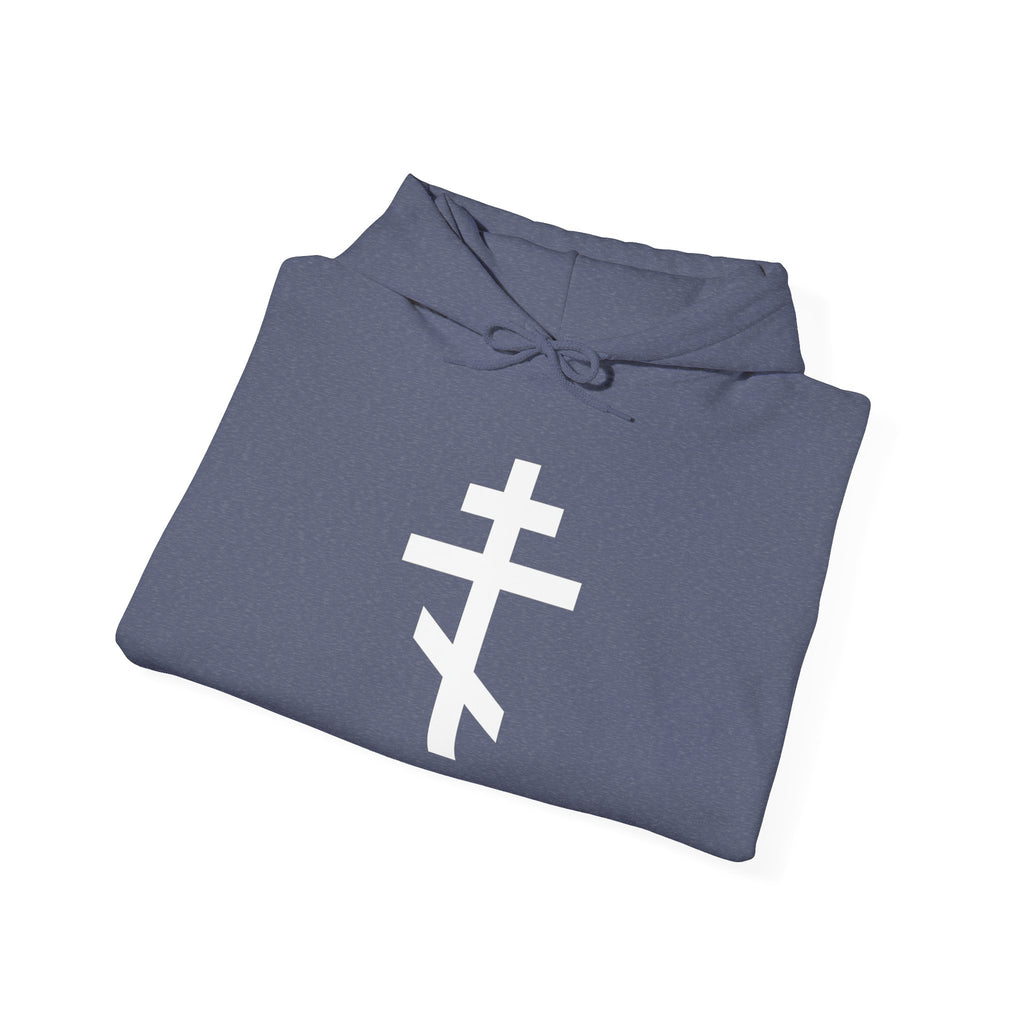 White Crucifix Pull Over Hoodie Sweatshirt