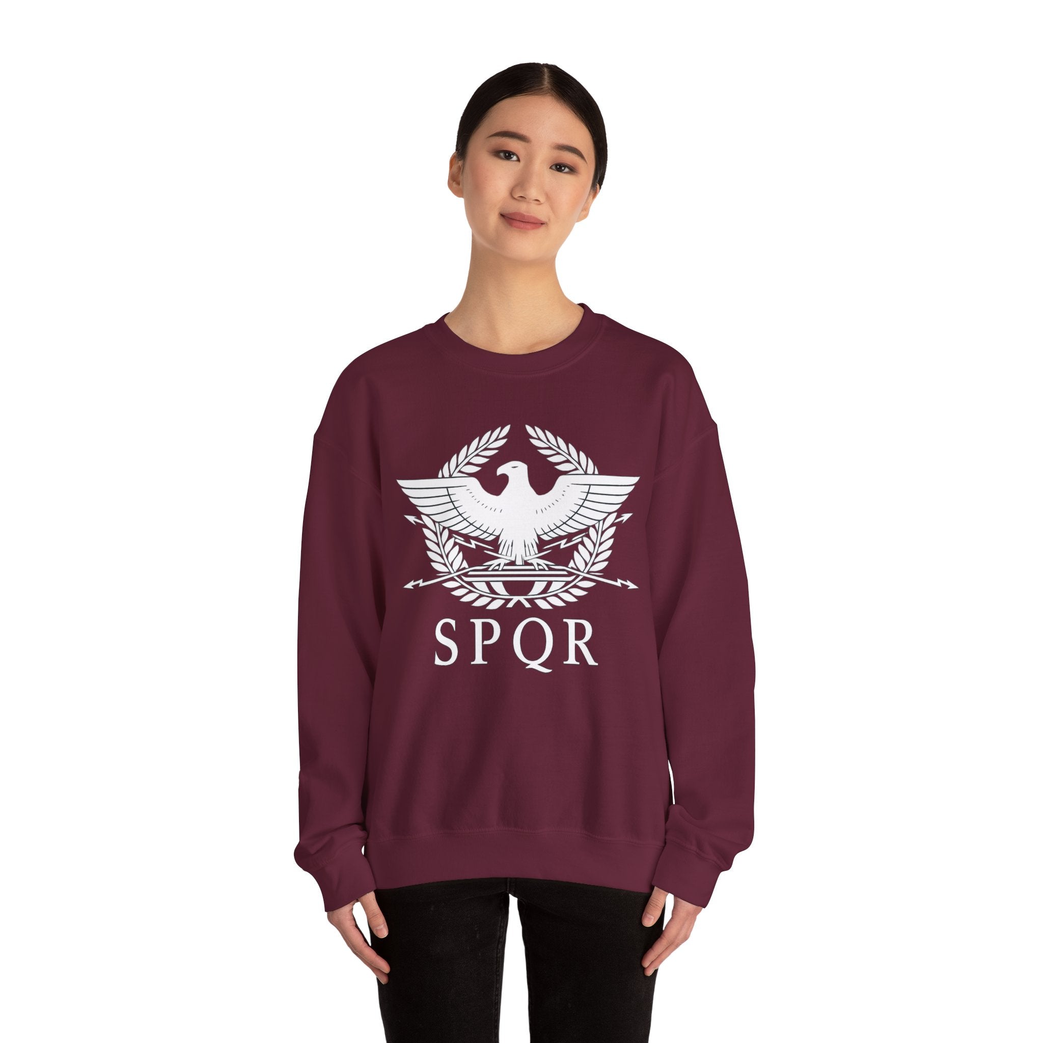 SPQR Roman Eagle White Design Crewneck Sweatshirt