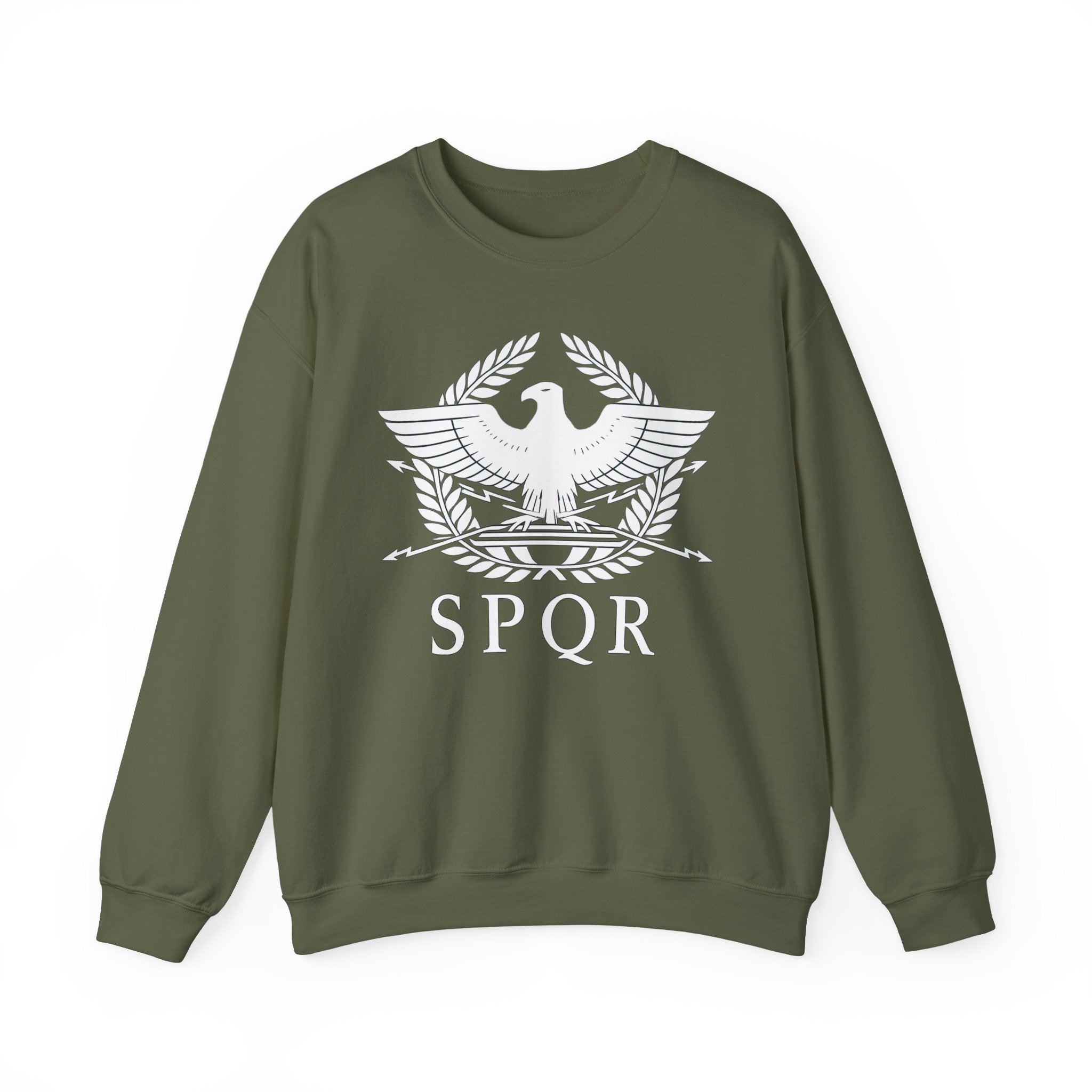 SPQR Roman Eagle White Design Crewneck Sweatshirt