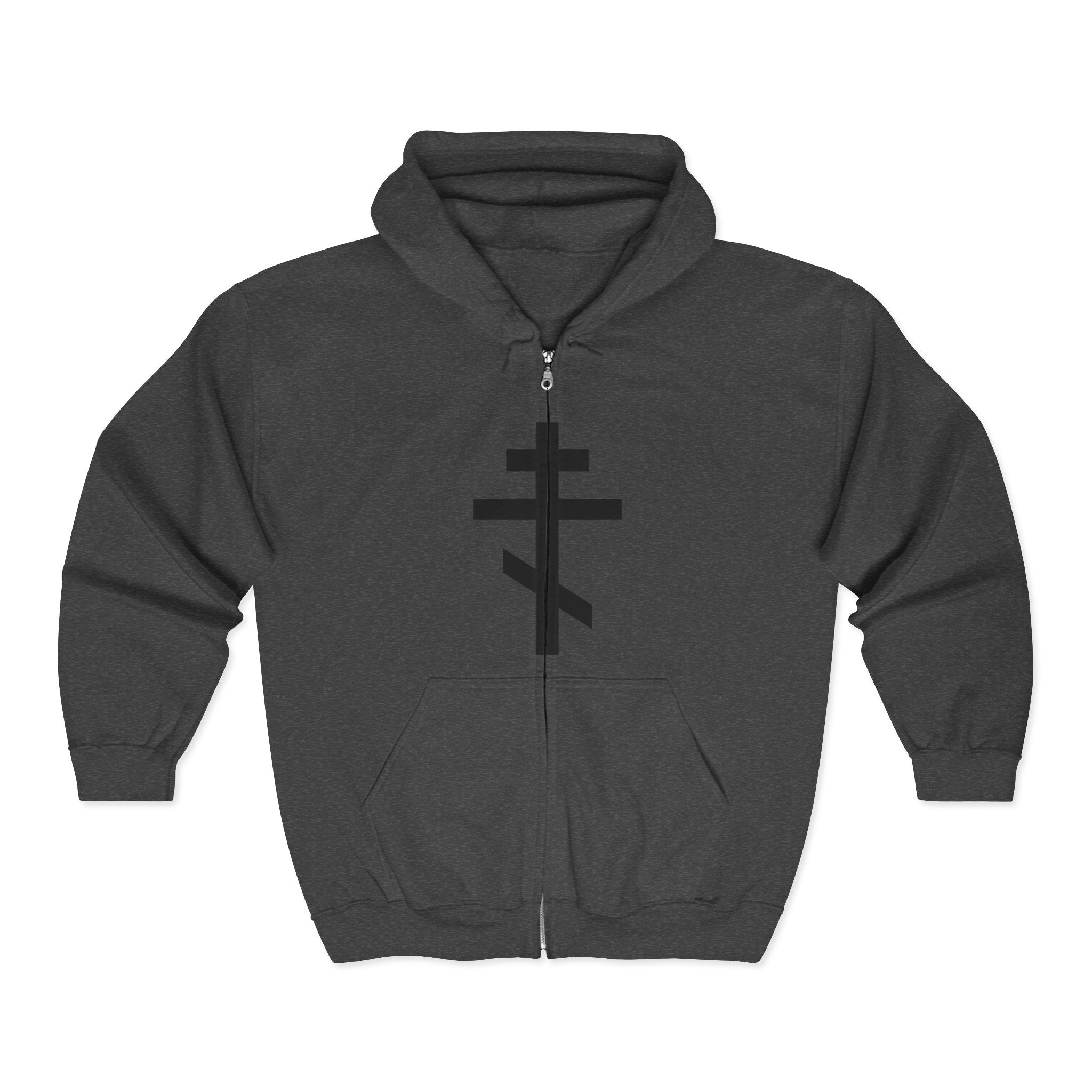 Crucifix Black Design Full Zip Up Hoodie Sweatshirt