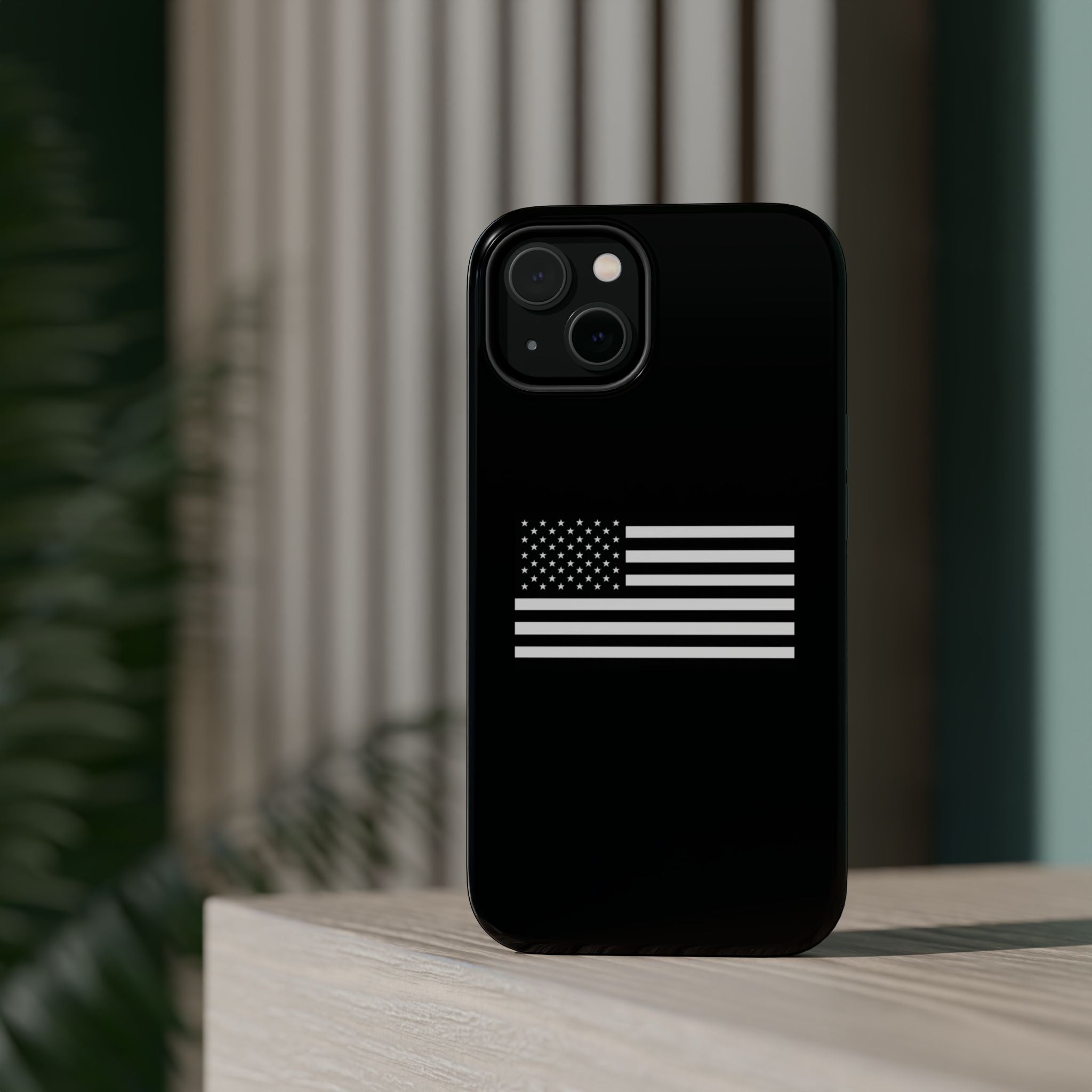 Black and White American Flag Magnetic Impact-Resistant Cases