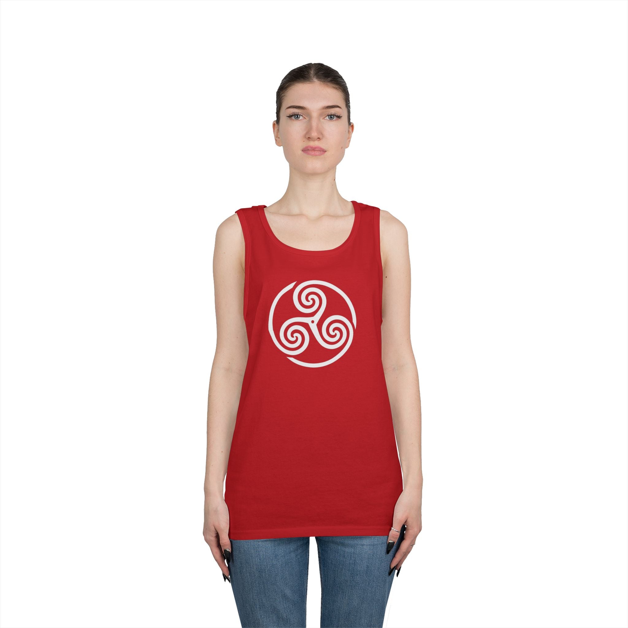 Celtic Spiral Triskele Symbol Alt Design White Unisex Tank Top