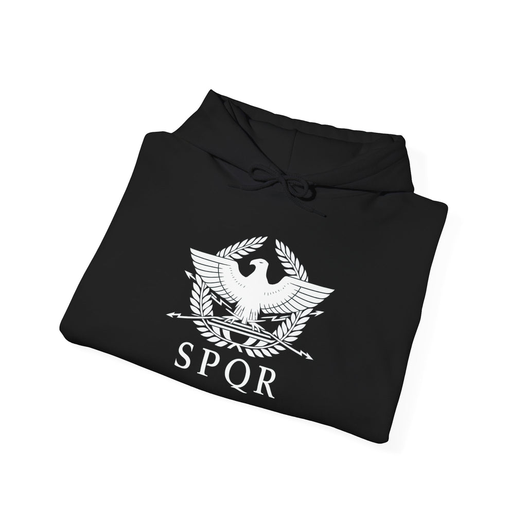 SPQR Roman Eagle White Design Pull Over Hoodie