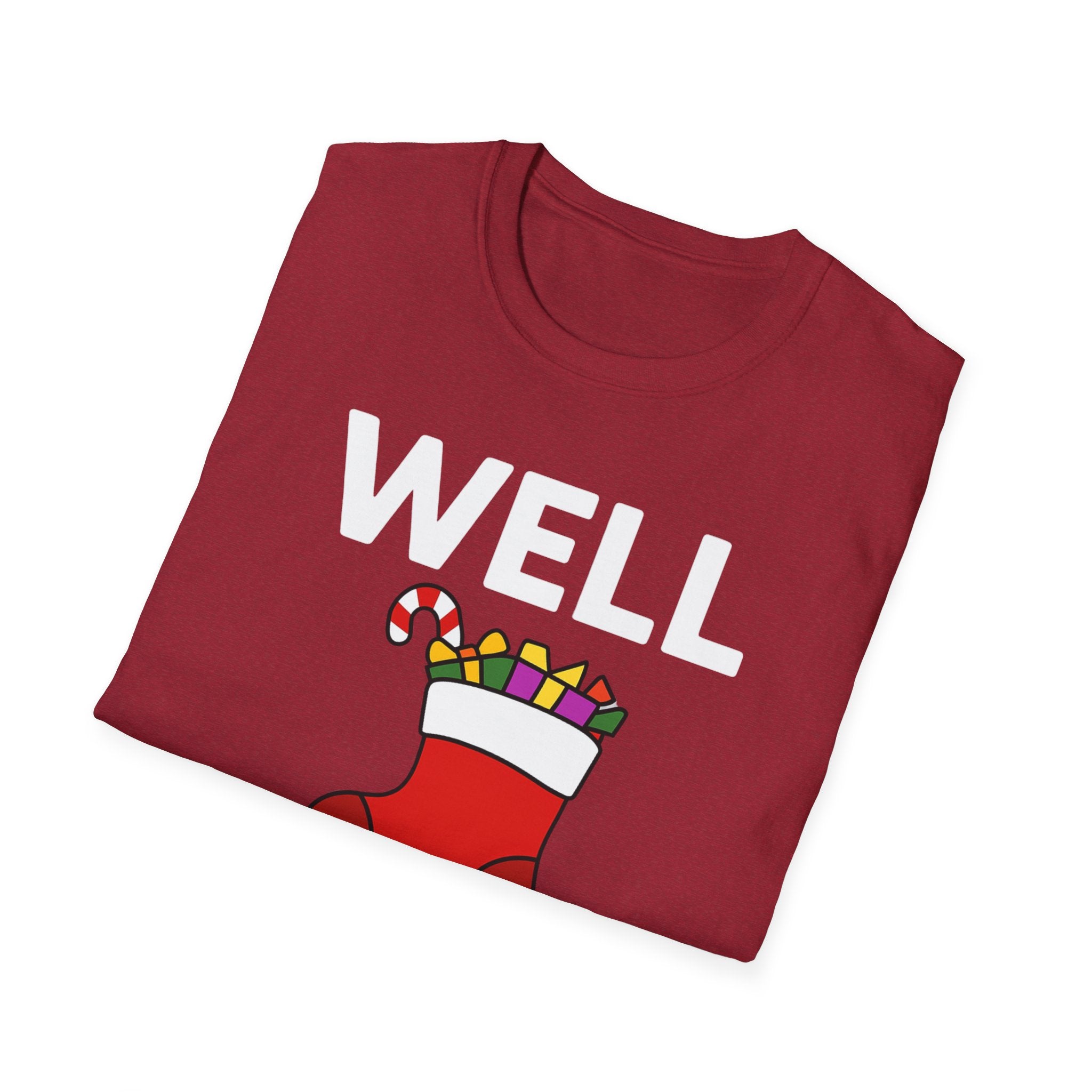 Well Hung Christmas T-Shirt | Funny Holiday Tee | Christmas Stocking Humor Shirt