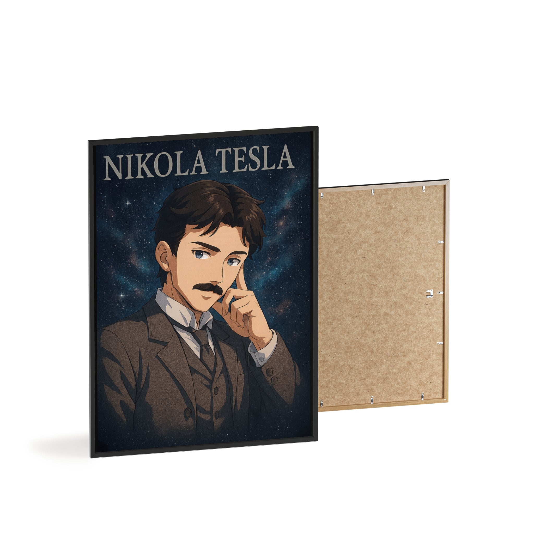 Nikola Tesla Poster with Wooden Frame