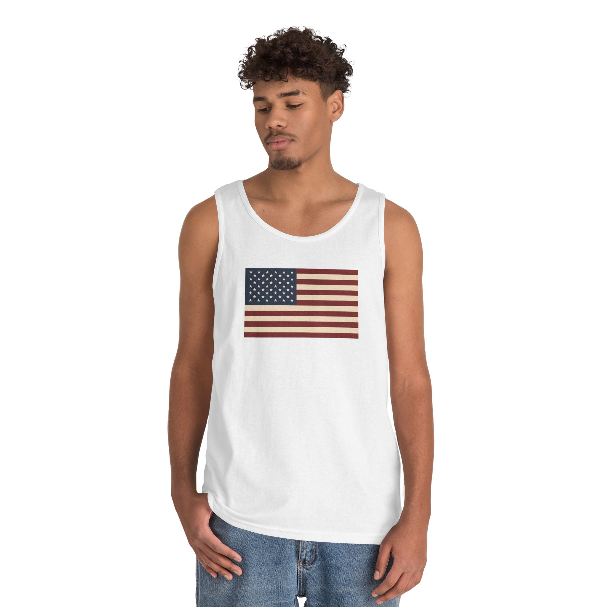 American Flag Heavy Cotton Tank Top